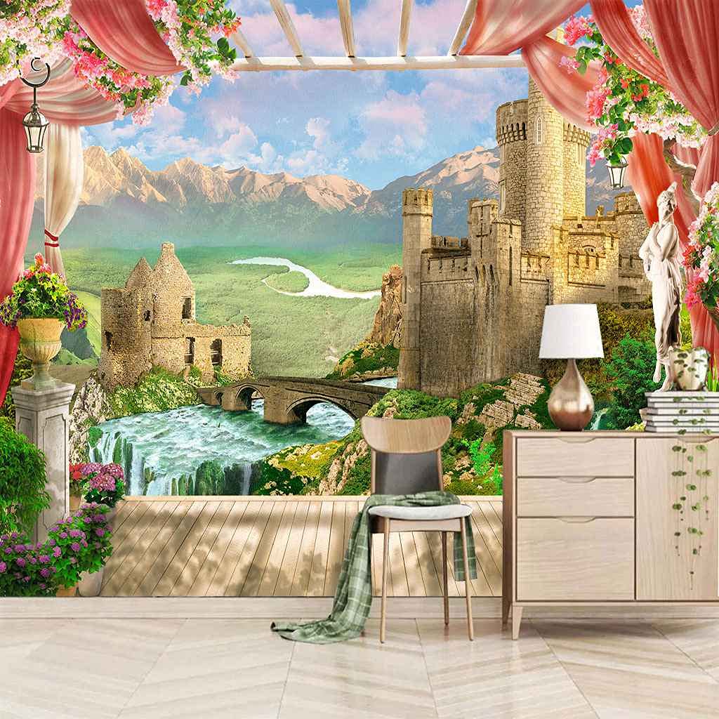Papier peint 3D paysage architectural grand format déco salon chambre bureau