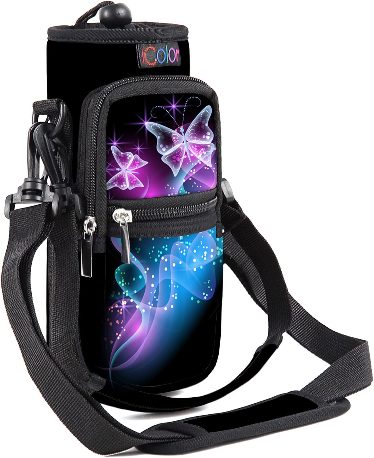 icolor Water Bottle Carrier Bag Holder 25/32/40oz,Adjustable Padded Shoulder & Handle Strap Sports Sling Hiking Pack,Insulated Neoprene Wide Mouth Bottle Pouch Sleeve โ image 1