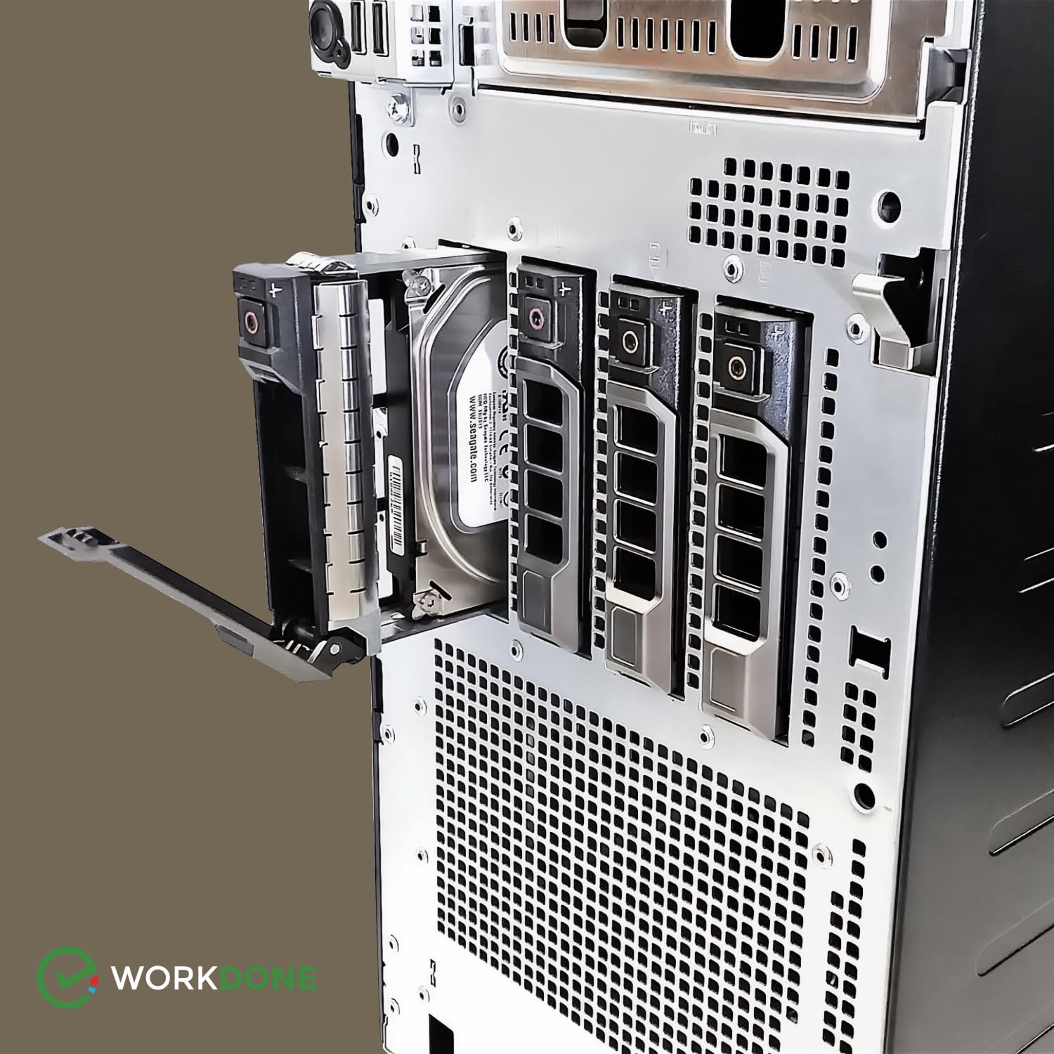 WORKDONE Pack 4u. - Plateau Caddy HDD 3.5" - Compatibles avec Les serveurs Dell PowerEdge - Manuel Installation Détaillée - Autocollants Partie Avant - Tournevis
