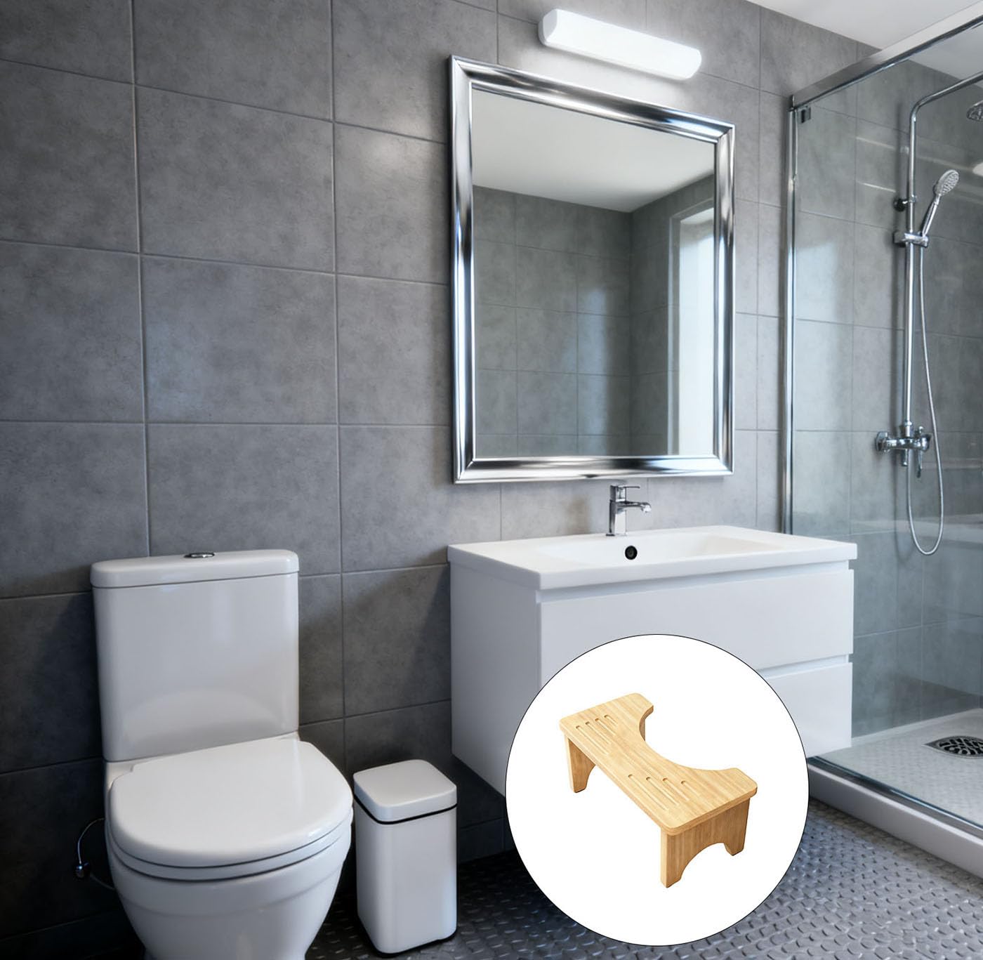 Sgabello per WC in Legno, Sgabello Pieghevole per Bagno, Sgabello per WC in Bambù per Adulti, Poggiapiedi, per Gonfiore Addominale, Migliora la Postura, Stitichezza, Emorroidi e Sindrome