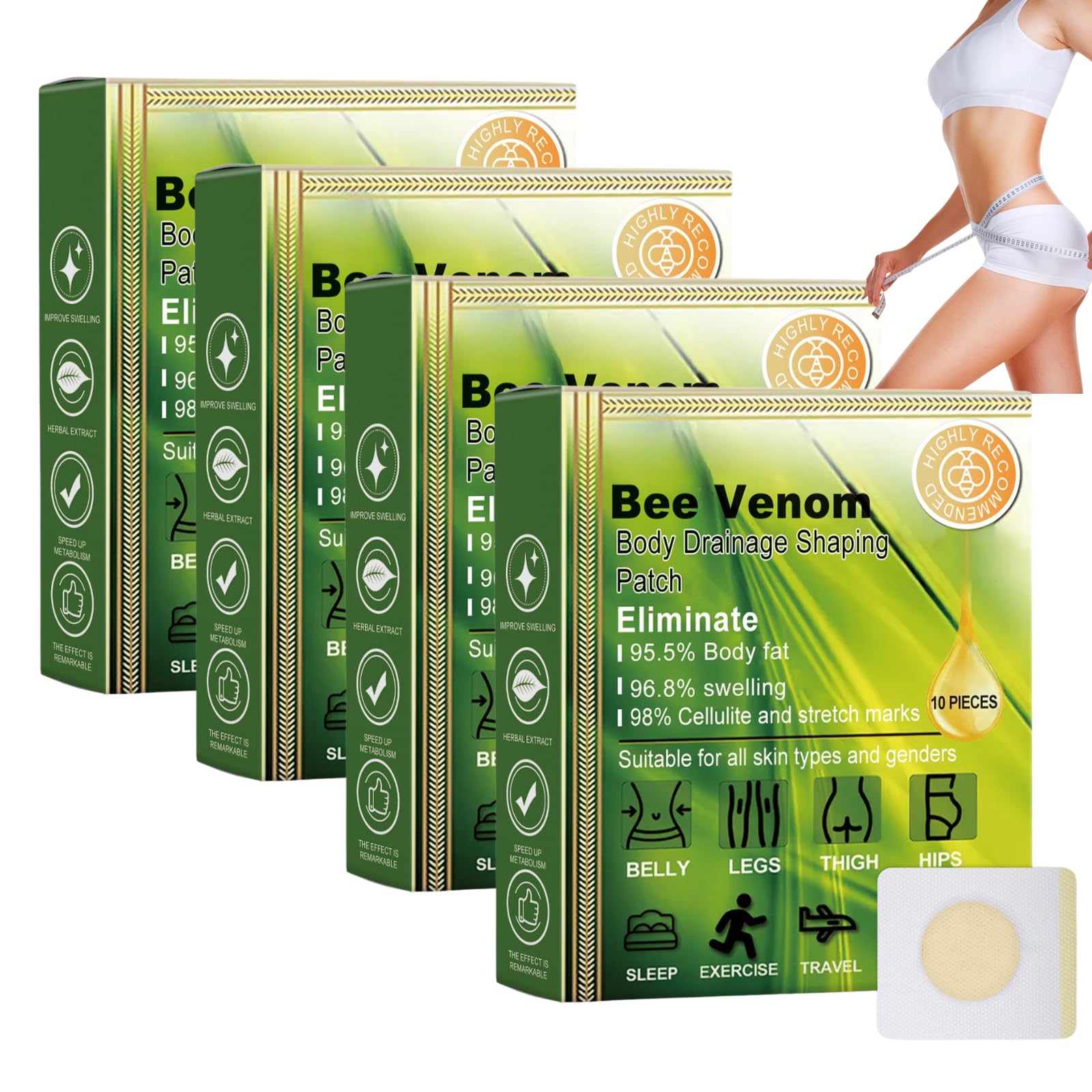 40pcs Bee Venom Patches,Lymphatic Drainage Patches,Fat Burning Patches for Belly&Waist&Legs,Skin Firming &Body Shaping Patch,Anti-Cellulite,Natural Fat Reduction,Bee Venom detox patches