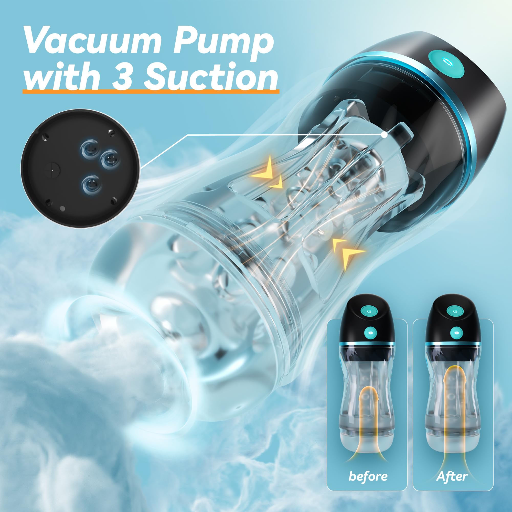 EINSEO AI Sync Male Masturbator Sex Toys for Men - Adult Toy Male Sex Toys with 7 Thrusting & 7 Rotating Modes, Pocket Pussy Hands Free Sex Machine LCD Display with Visual Window & Mounting Base: Transparent
