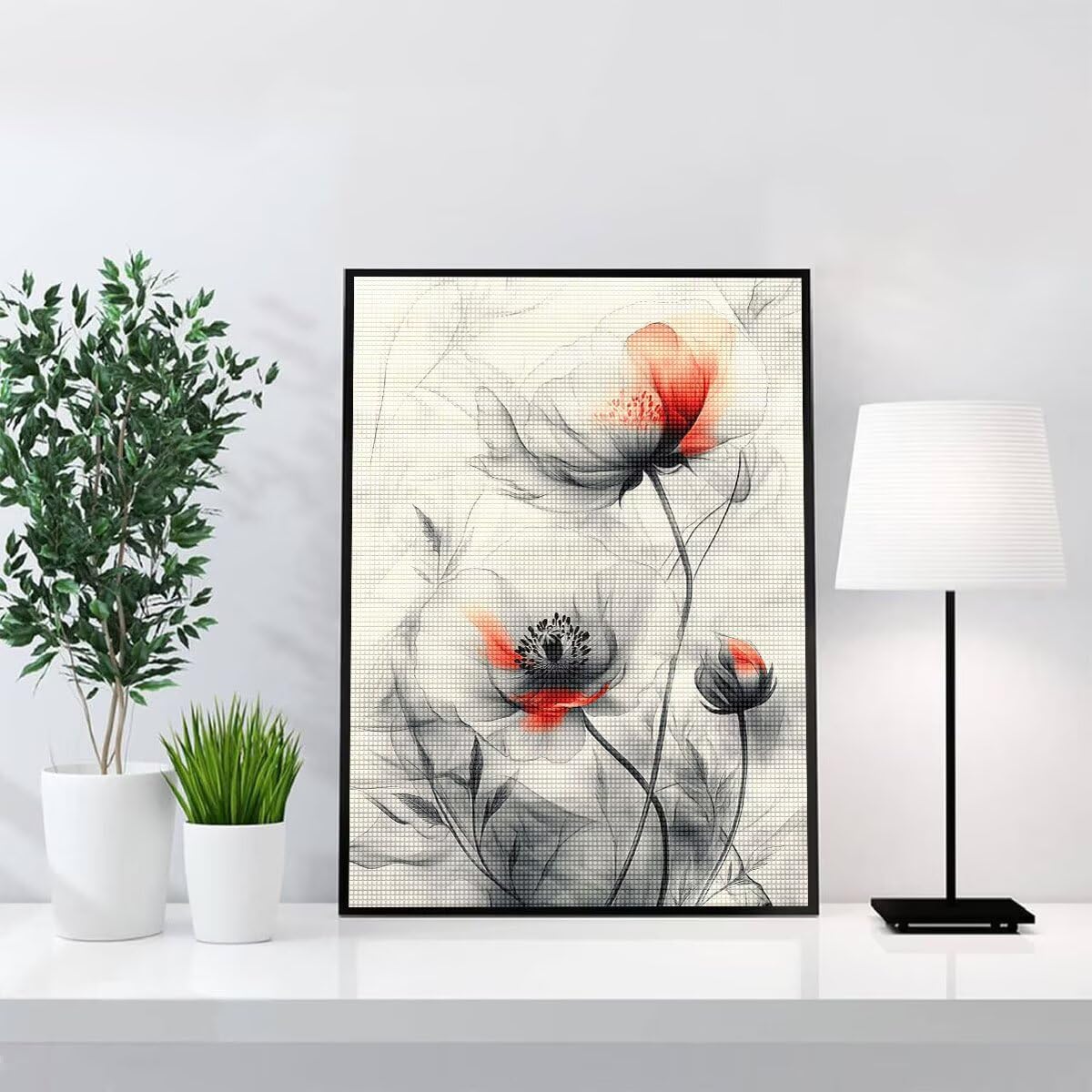 Diamond Painting Kit Completo, Diamond Painting Astratto, 5D Quadrato Pittura Diamante Kit Manualidades Adultos DIY Diamantini Crystal Art Disegni Ricamo Punto Croce Artigianale, 80x100cm Fiori j0-717