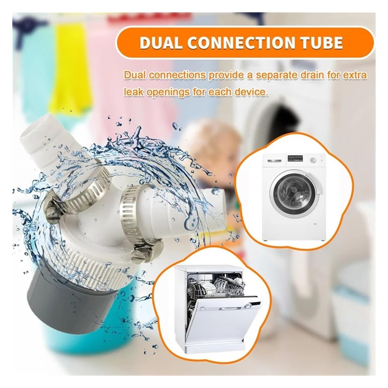 M02K-Convertidor Adaptador De Tubo En Forma De Y De Drenaje De Lavadora, 40 Mm, Las Principales Compatible con Lavadoras