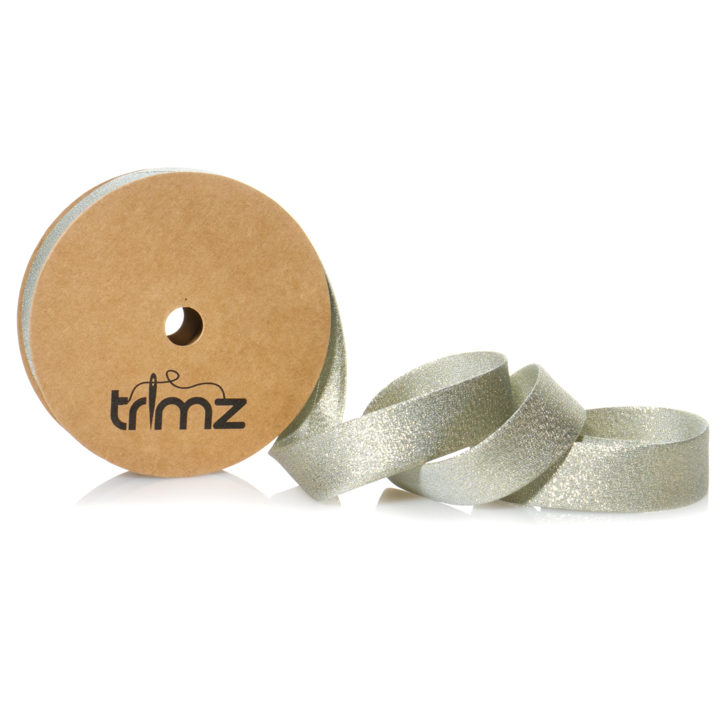 Trimz Dark Gold Metallic Lamé Bias Binding Tape, 25mm x 20m Reel – Gold-Backed Decorative Trim for Luxury Sewing, Quilting, and Crafting