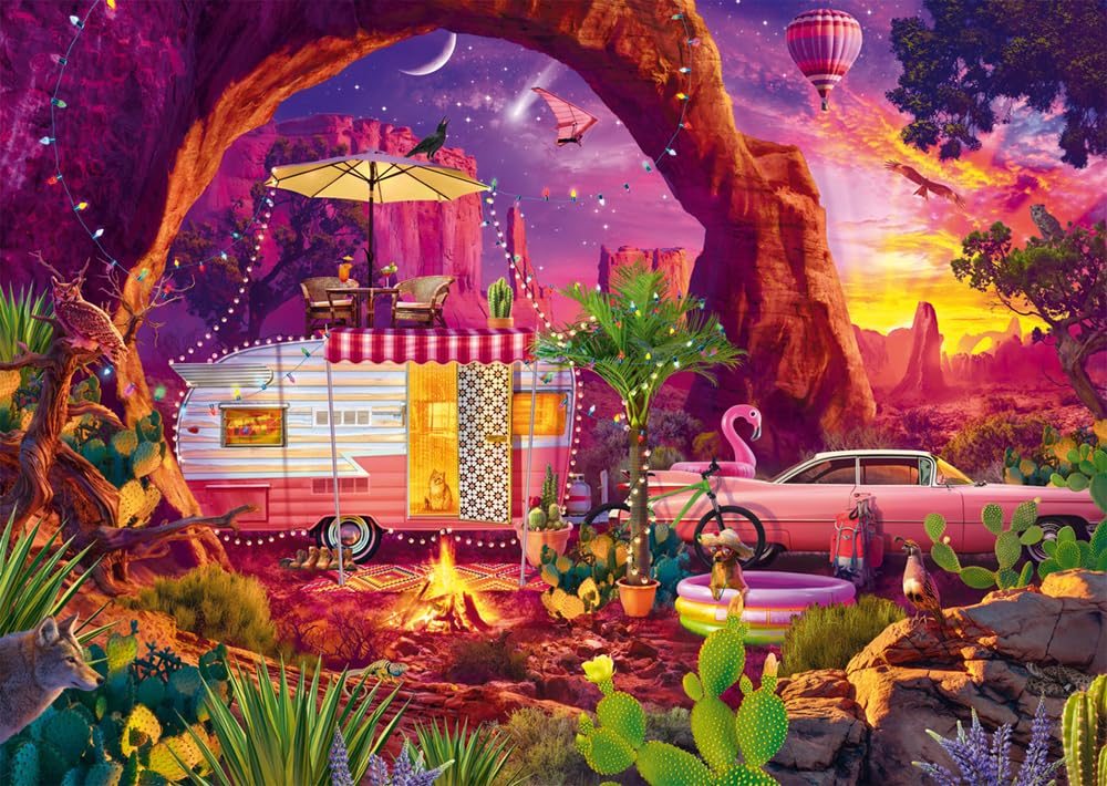 Schmidt Spiele 58574 Jeff Haynie, Camping Paradise in the Desert, 1000 Piece Jigsaw Puzzle