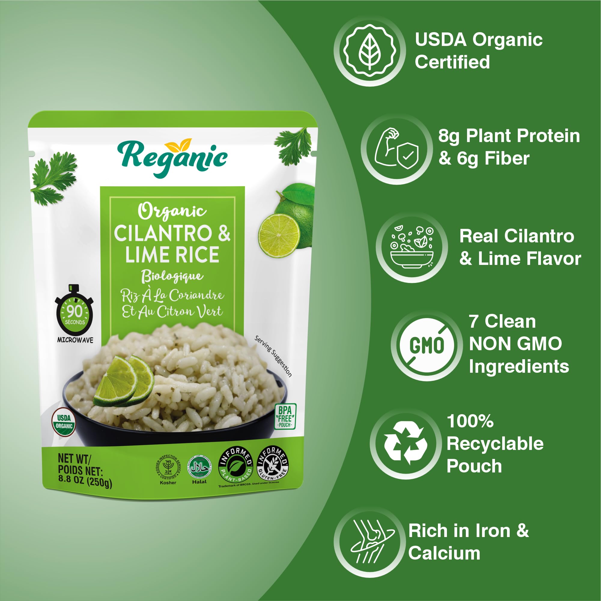 Amazon.com : Reganic Cilantro & Lime Rice Pouch, USDA Organic