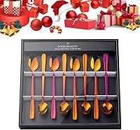 Vista 18 de YDware - Juego de cucharas de té helado de mango largo, cucharas doradas de cambio gradual de 7.87 pulgadas, cucharas de cóctel de acero inoxidable