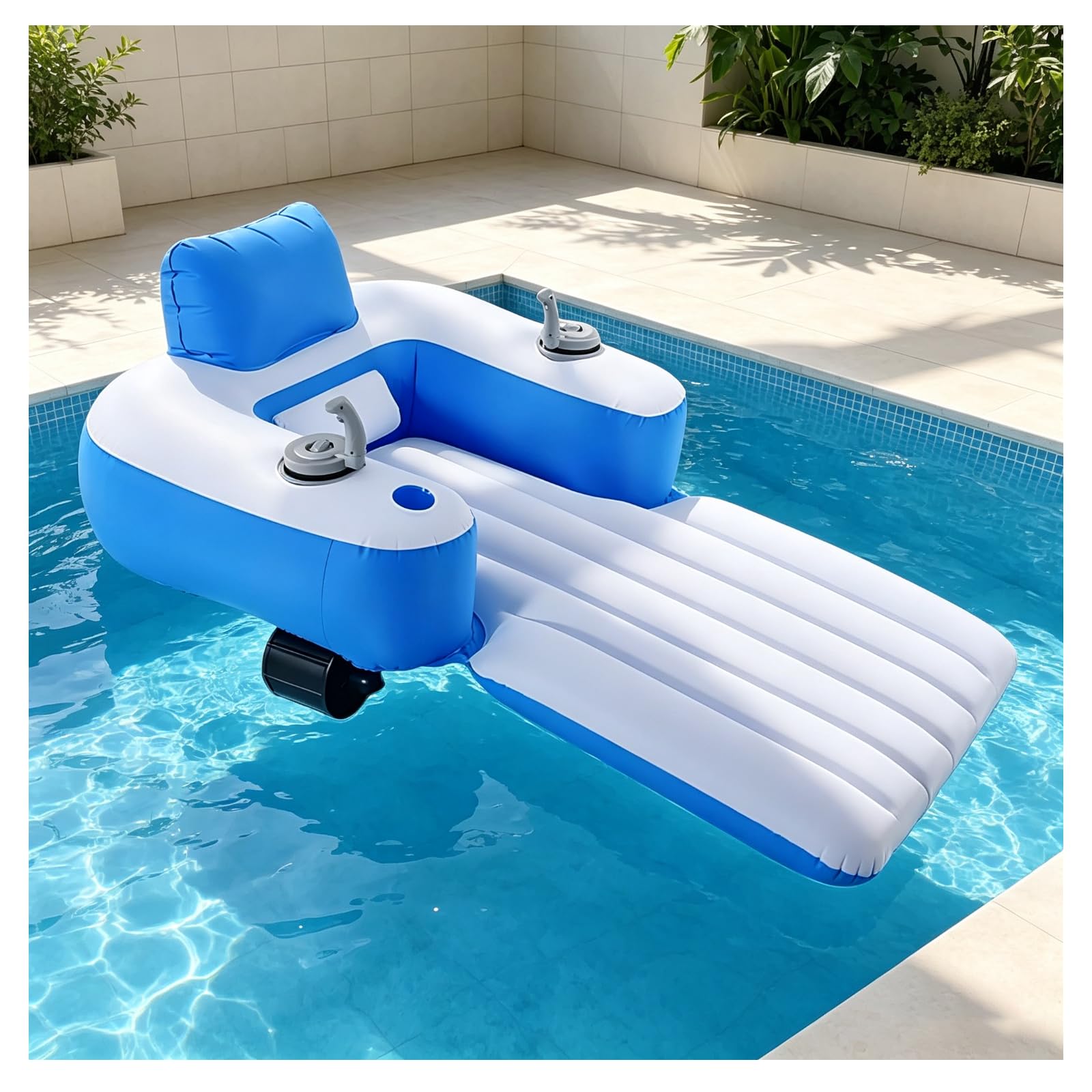UPLTOE Rechargeable Motorised Pool Float – Inflatable Electric Lounger for Adults Elongatedshape