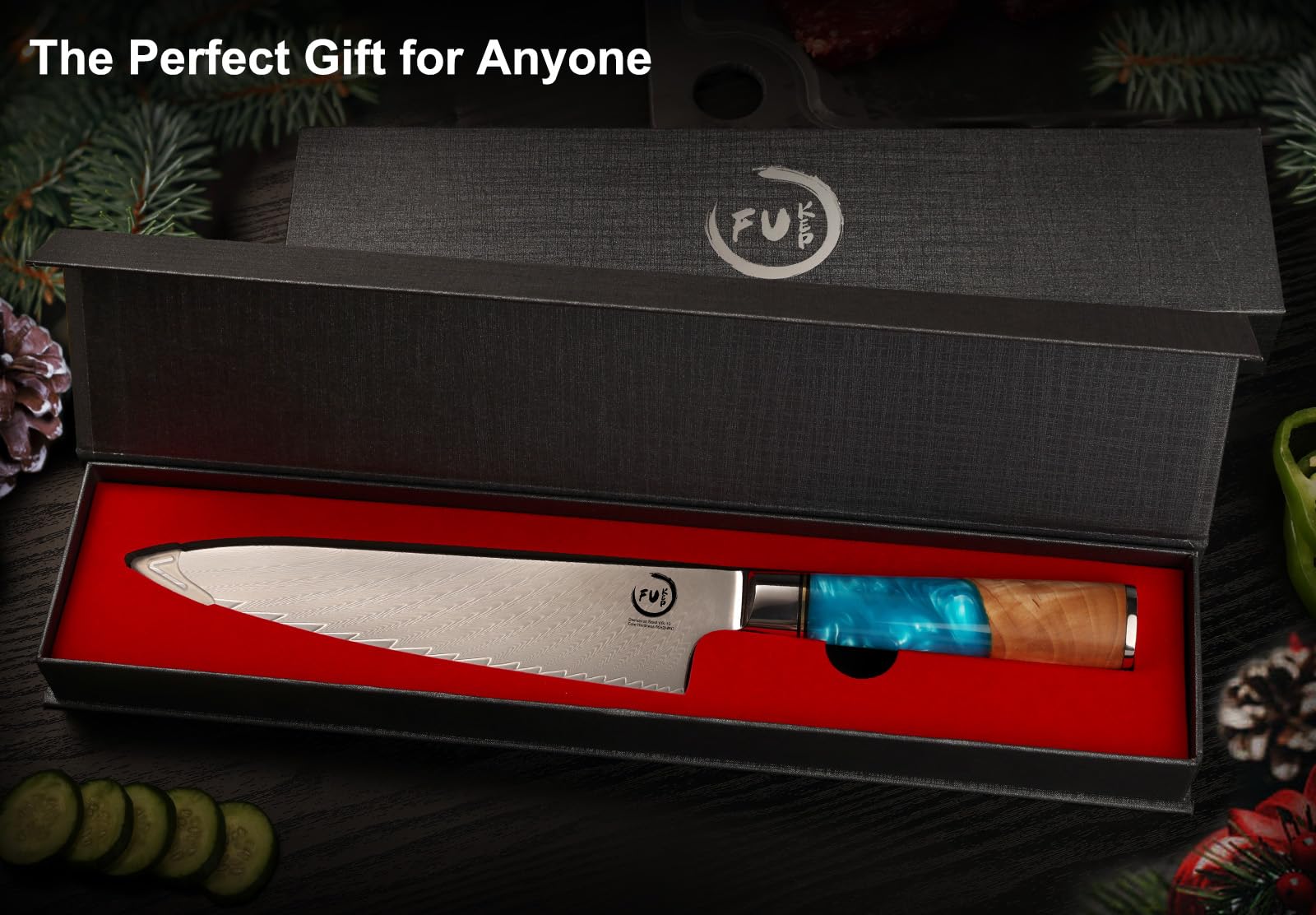 Damascus Chef Knife 8 Inch, Japanese Kitchen Knife with VG10 Steel — Amazon image 7