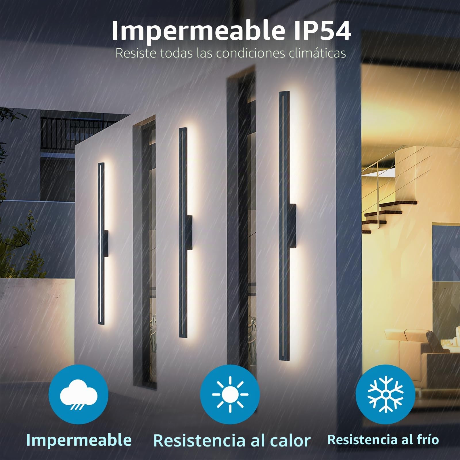 K-Bright Largo Aplique de Pared Exterior/Interior 3000K Blanco Cálido, Lámpara de Pared Exterior IP54 Impermeable para Dormitorio Balcón Patio Jardín (Antracita, 120CM)