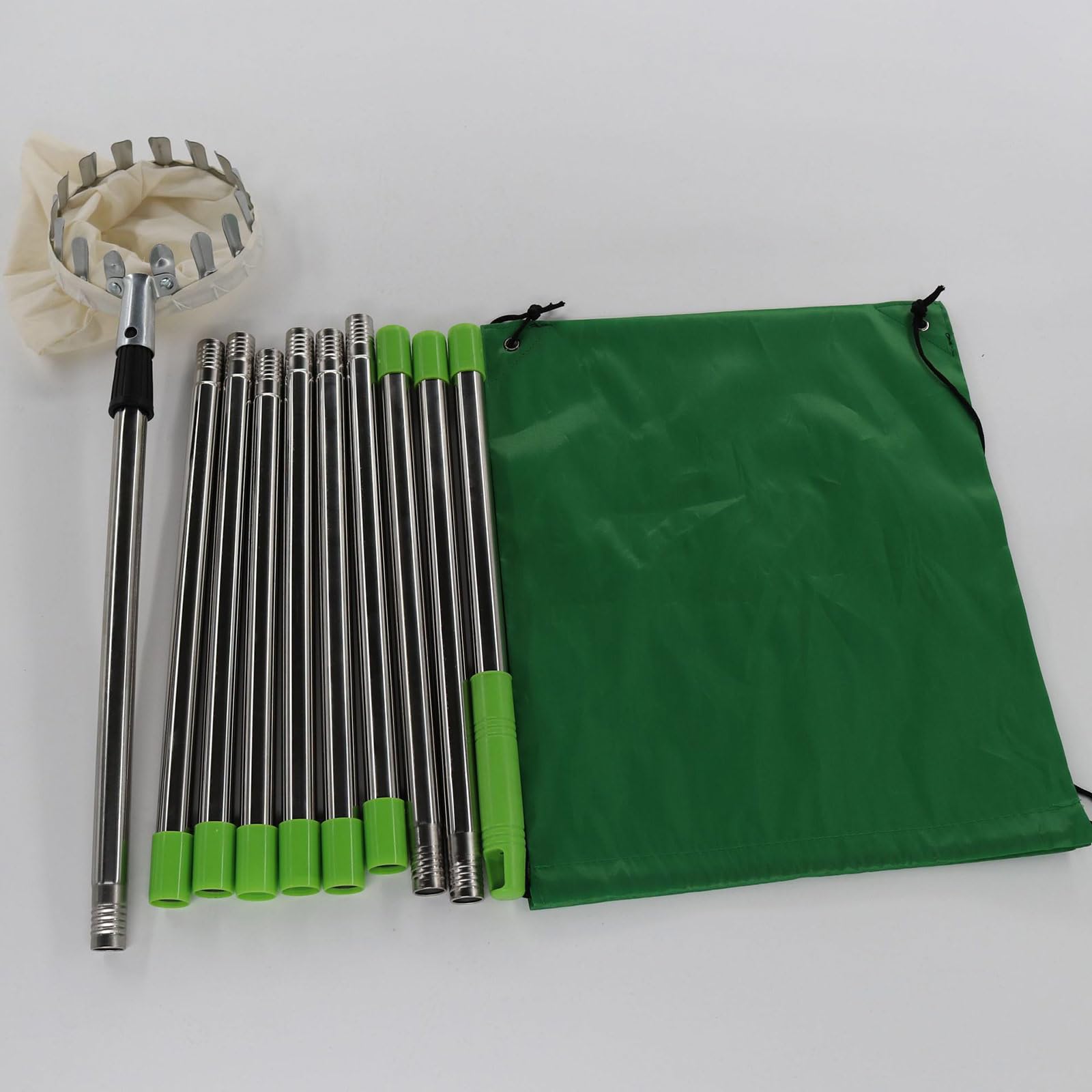 Herramienta de recolección de frutas extensible con varilla de acero inoxidable y bolsa de almacenamiento profesional para jardineros domésticos