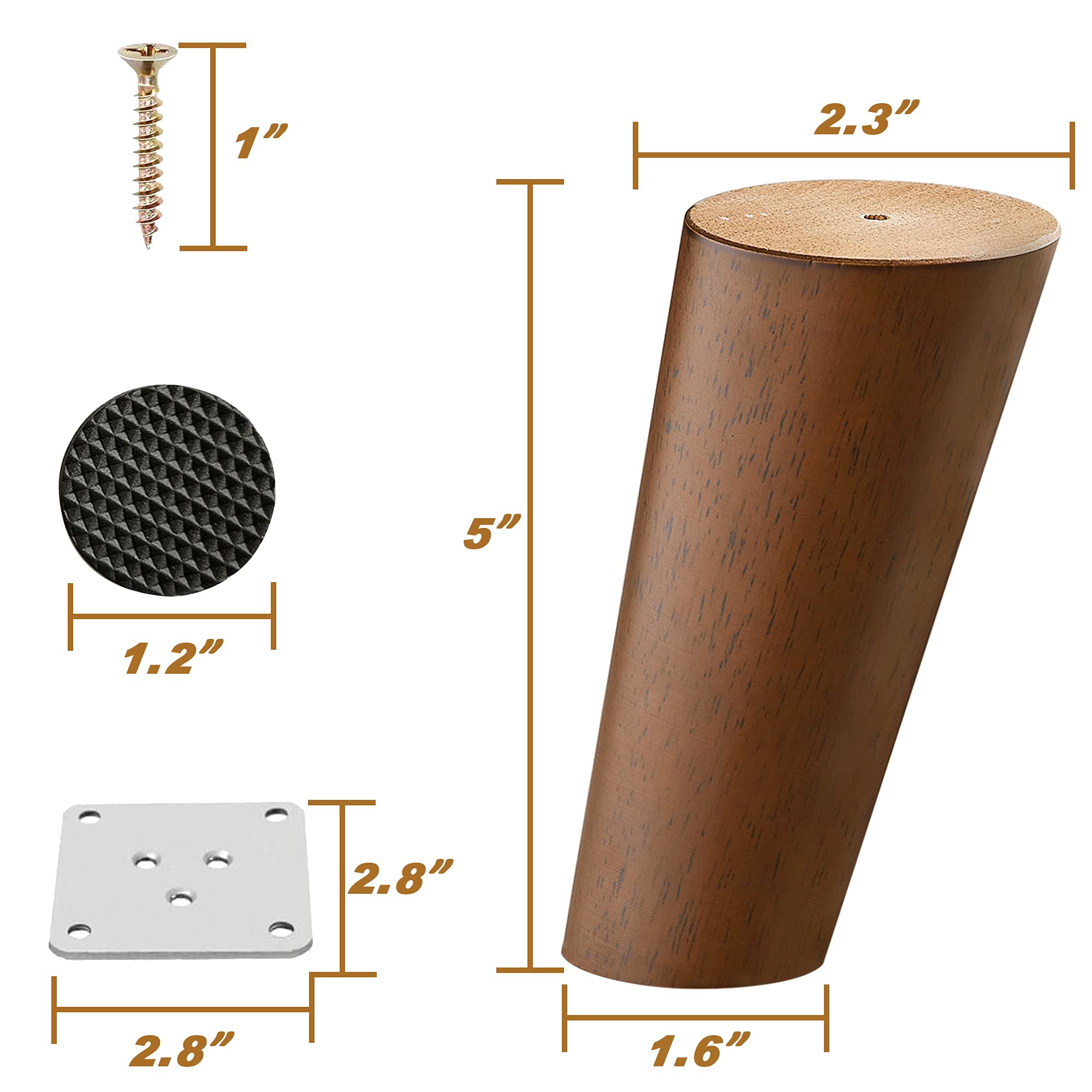 Buy LIANGYUN Wood Furniture Legs 5 inch Mid Century Modern Sofa Legs