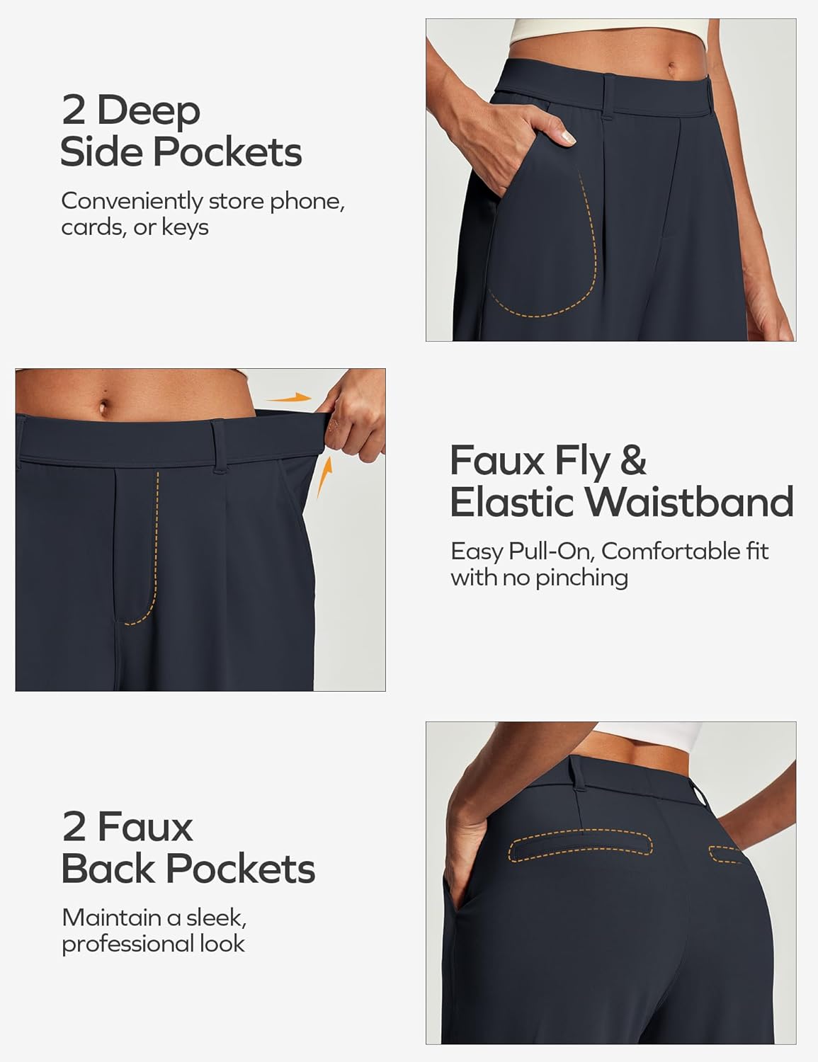 Ewedoos Dress Pants Women Wide Leg Woman Stretchy Work Pants Casual Trousers Slacks for Women Pull On Business Outfits - Image 6