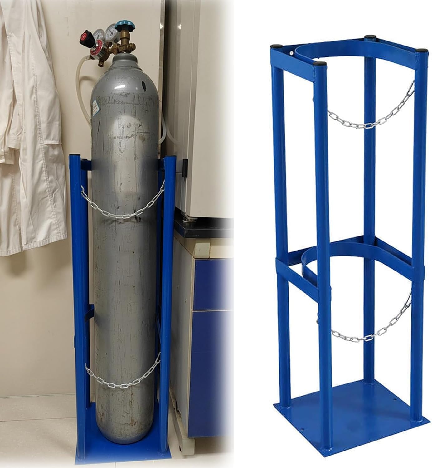 GHHVFEC Oxygen cylinder rack,Heavy Duty Oxygen Tank Holder & Rack - Durable Storage for Oxygen, Propane, CO2 & Nitrogen Cylinders - 30x30x100cm (11.8x11.8x39.4in)