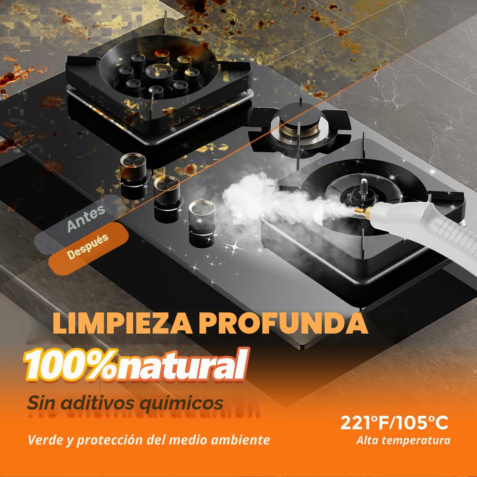 Limpiador a Vapor, 2500W Vaporeta Limpieza Hogar, Steam Cleaner Portátil, Vaporeta Portátil, Máquina de Limpieza a Vapor de Alta Temperatura, Vaporeta de Mano para Cocina, Baño, Coche, Piso - Blanco