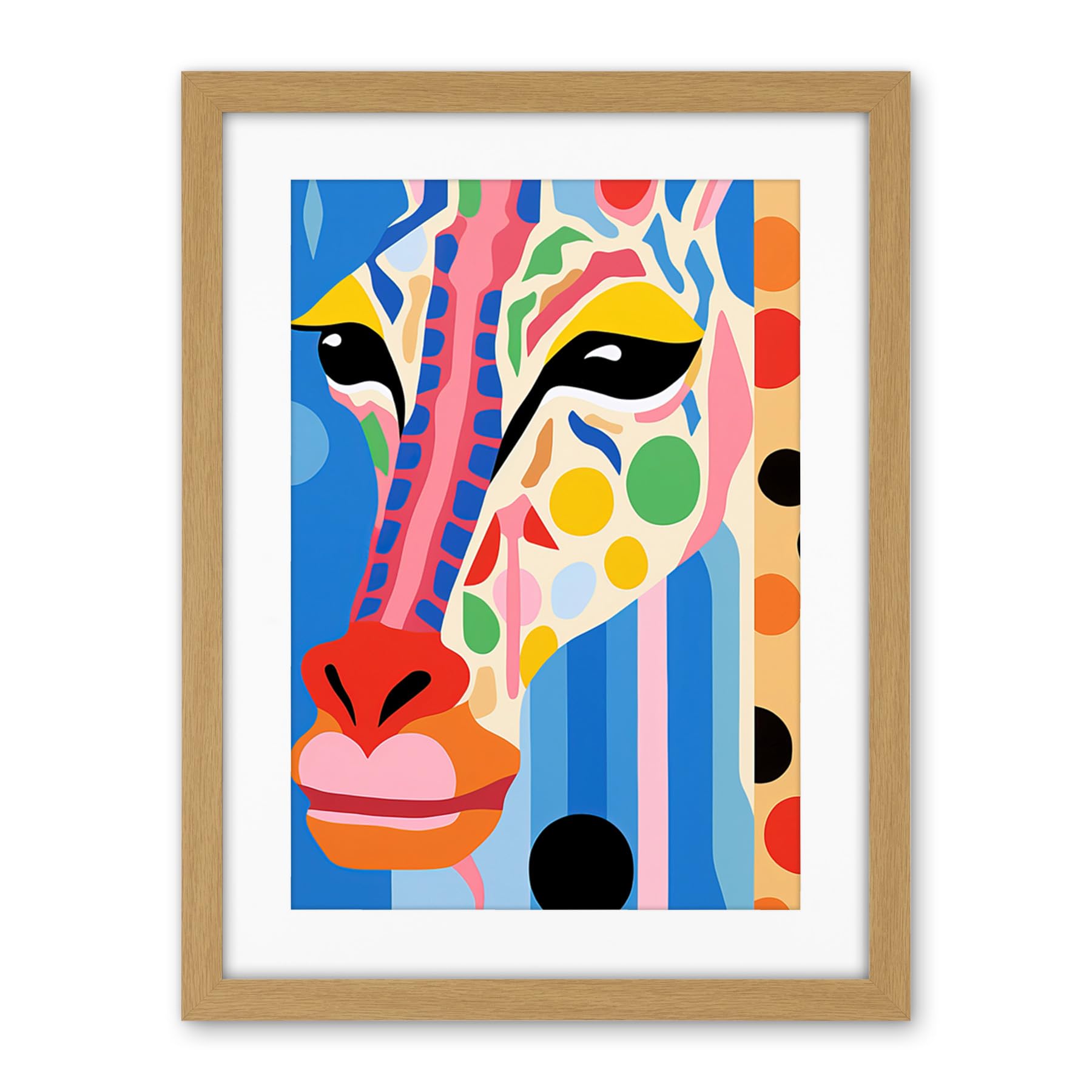 Artery8 I Woke Up Like This Giraffe Henri Matisse Style Artwork Vibrant Abstract Portrait Artwork Framed Wall Art Print 18X24 Inch