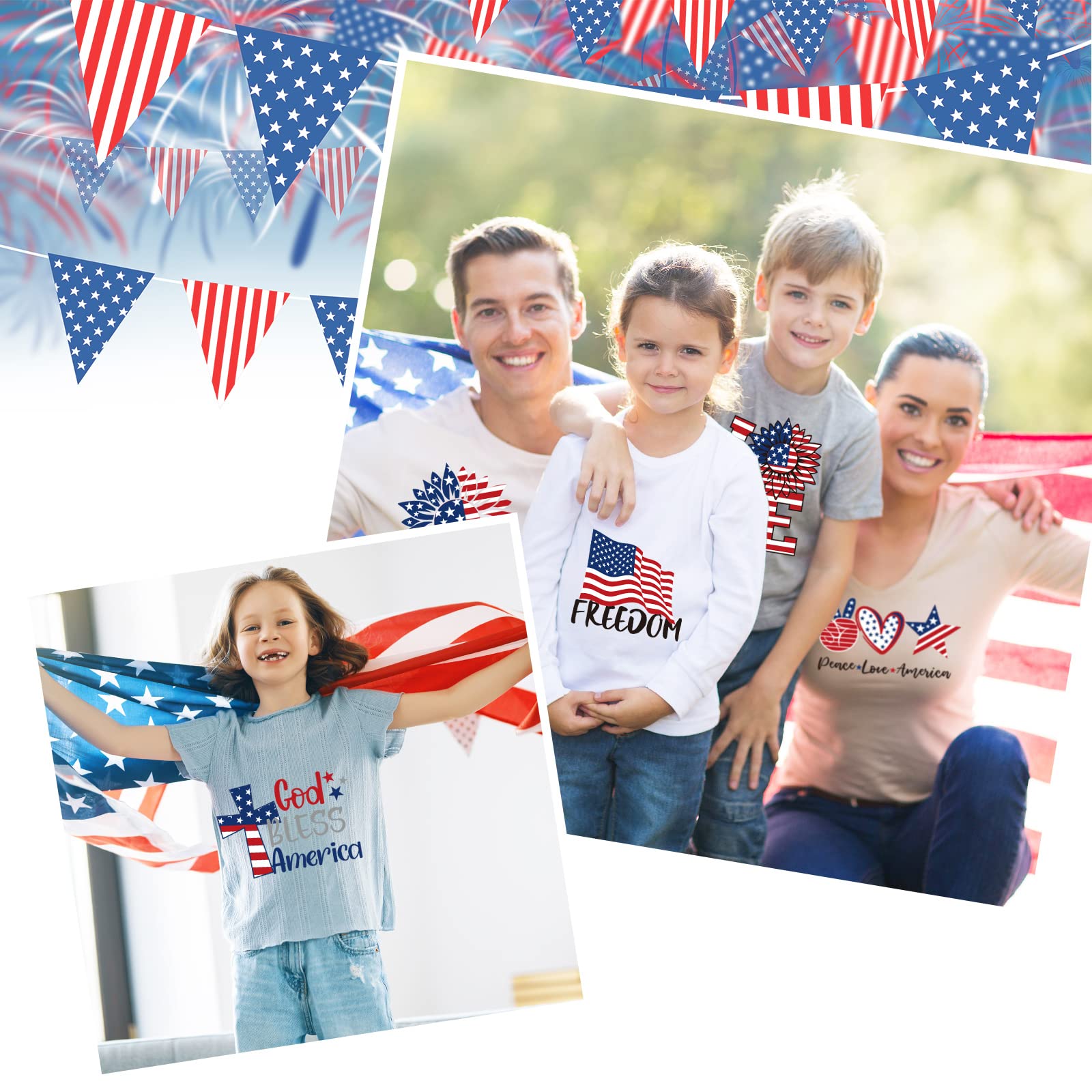 36-Piece Patriotic Iron-On Transfers - 4th Of July Heat Transfer Vinyl For Clothes & DIY