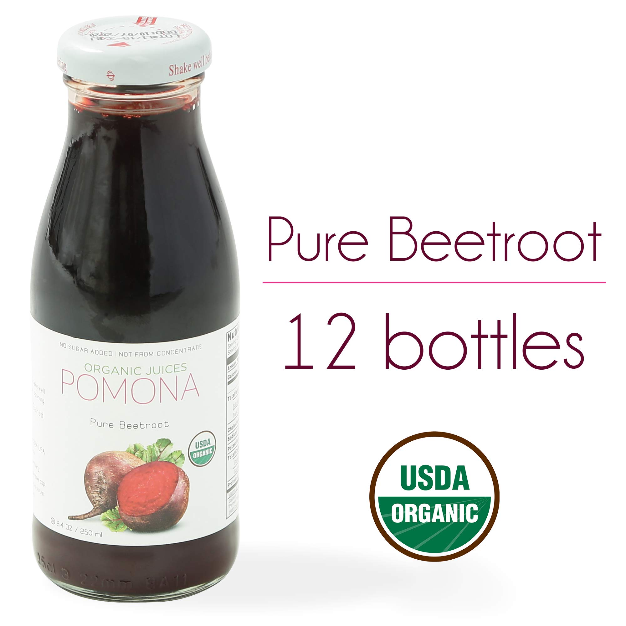 POMONA Organic Pure Beet Juice, 8.4 Ounce Bottle (Pack of 12), Cold
