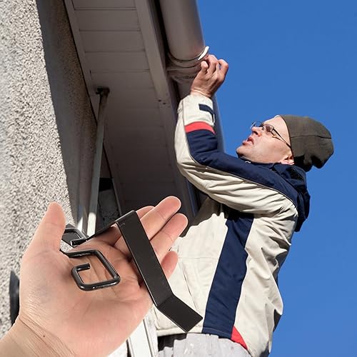 Miniatura 6 de DOITOOL Adaptador de gancho de cadena de lluvia para cadenas de canalón 2 piezas clip de cadena de lluvia de hierro recubierto negro para bajante -