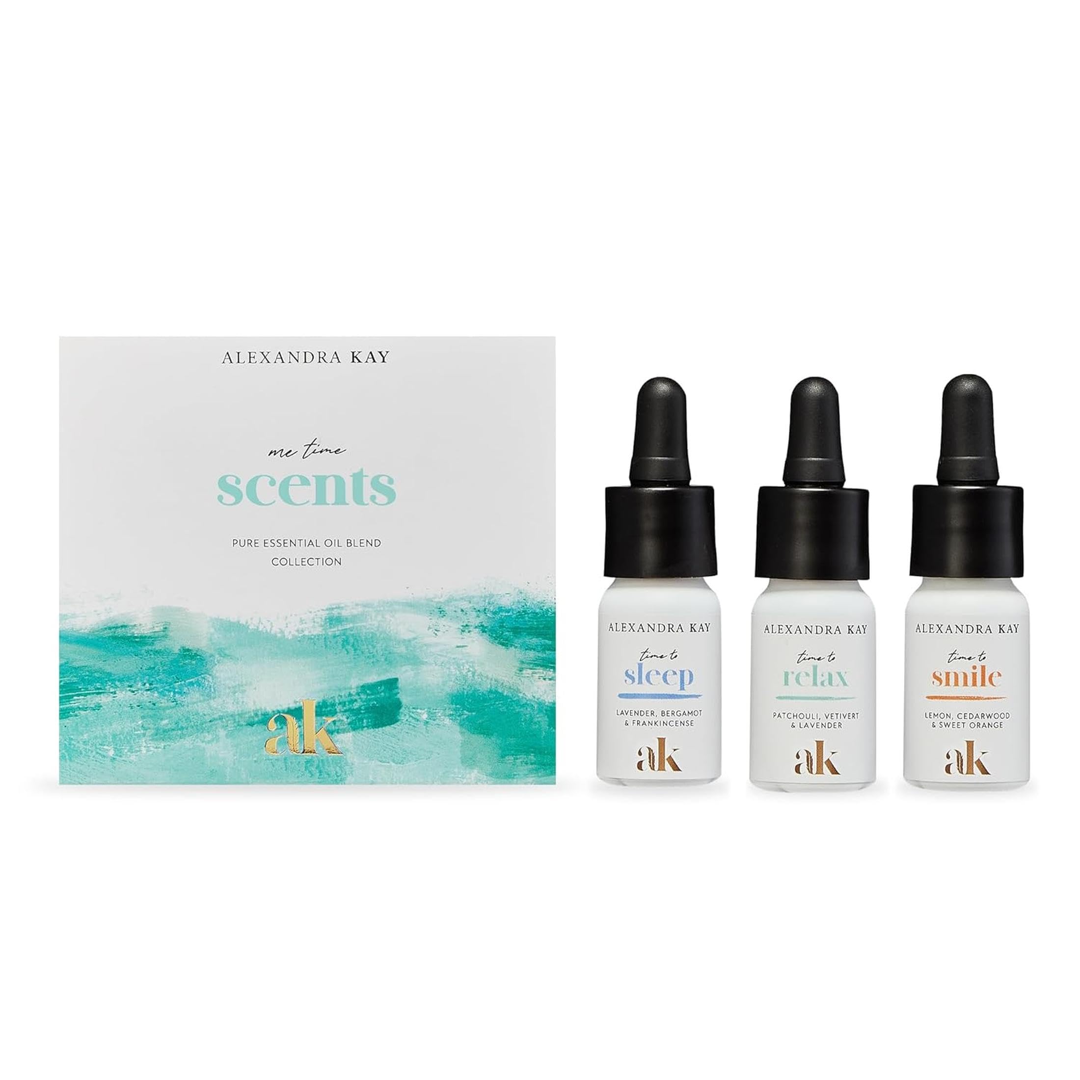 Green People Alexandra Kay Me Time Düfte, 3x10ml | Natürliches Aromatherapie Geschenkset, Schlaf, Entspannung, Glück, Lavendel, Süßorange, Bergamotte, Weihrauch, Vegan
