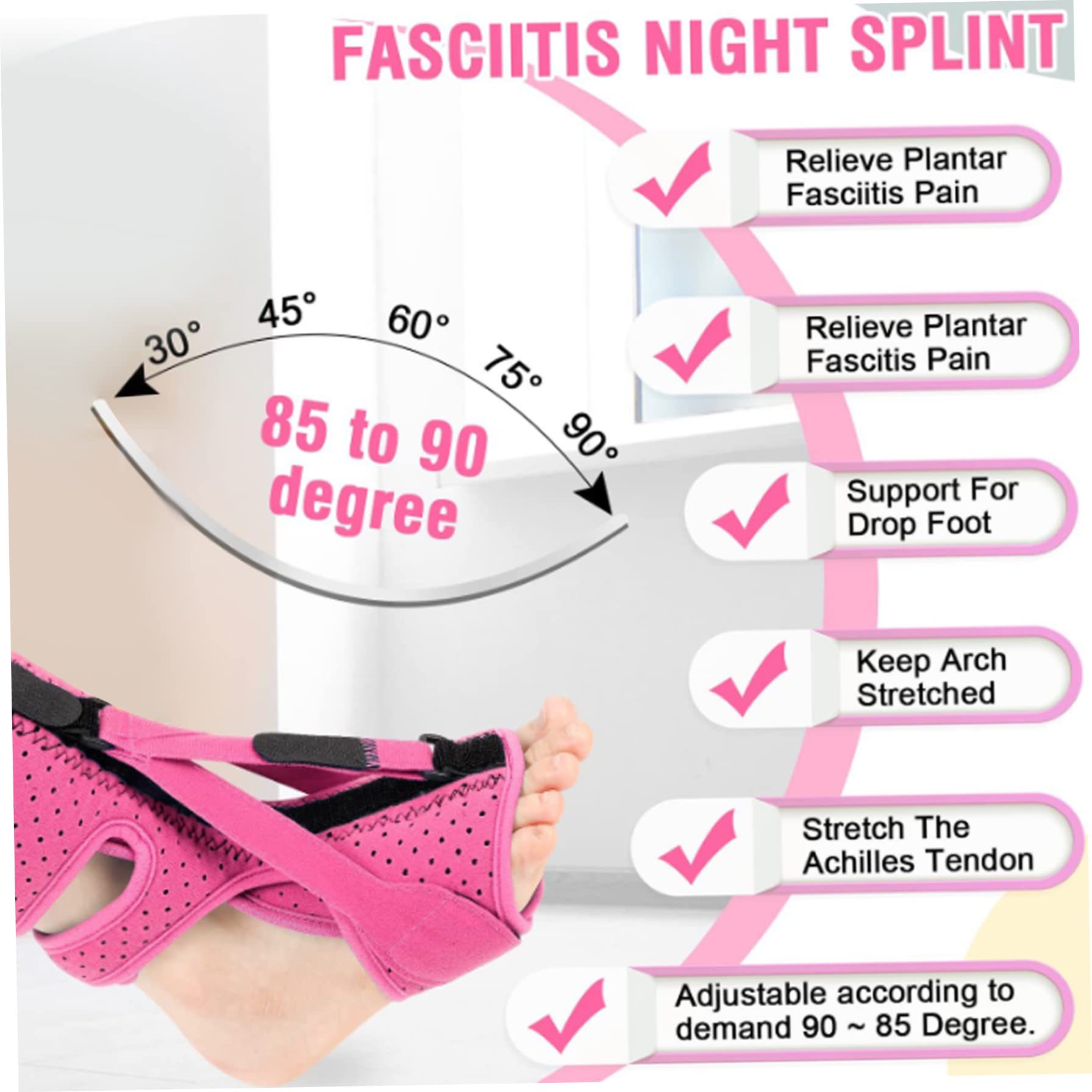 Férula nocturna para fascitis plantar soporte ligero para aliviar el dolor en el talón soporte para tobillo para hombres y mujeres