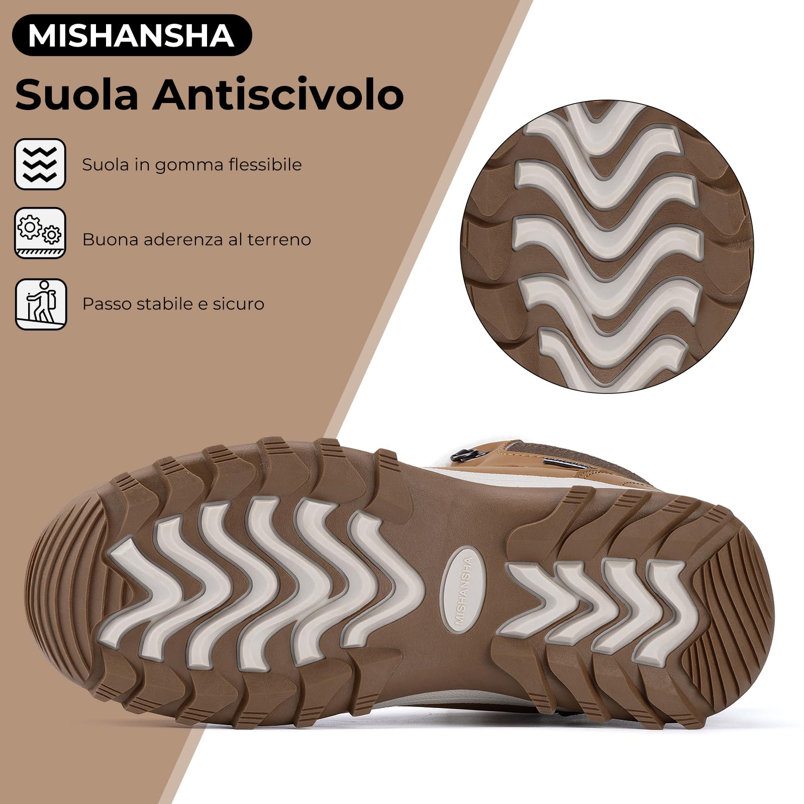 Mishansha Scarpe Uomo Donna Invernali Impermeabili Antiscivolo Stivaletti Invernali con Pelo, Gr.36-48