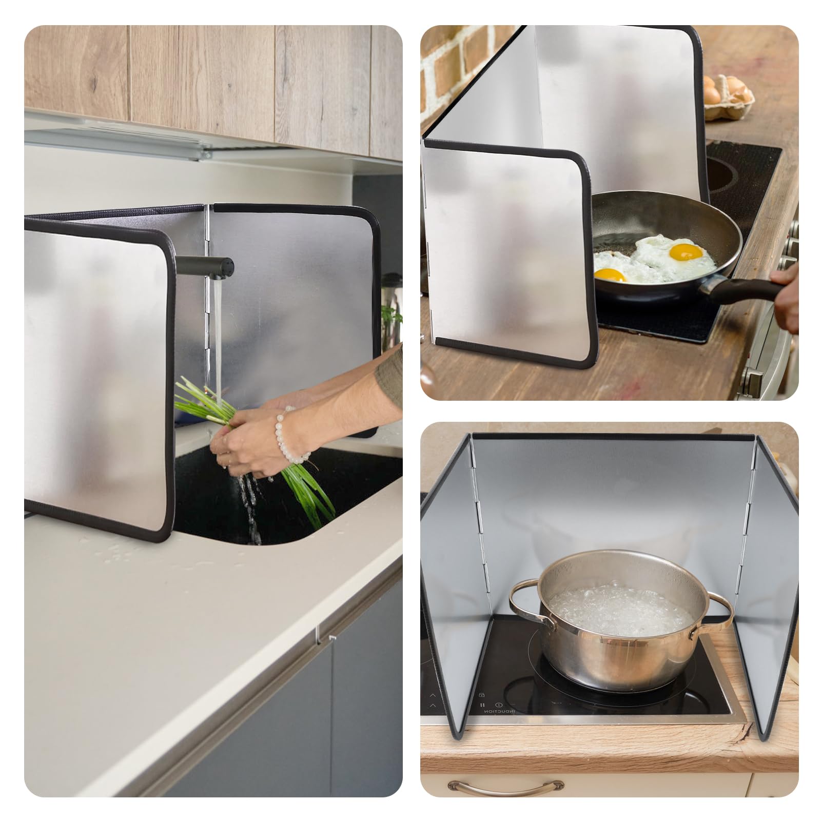 VFANDV Protector Pared Antisalpicaduras Cocina, Protector Salpicaduras Cocina 3 Lados Panel Protector Salpicaduras Cocina Plegable Protector contra Salpicaduras para Estufas y Sartenes (39x29x30cm)