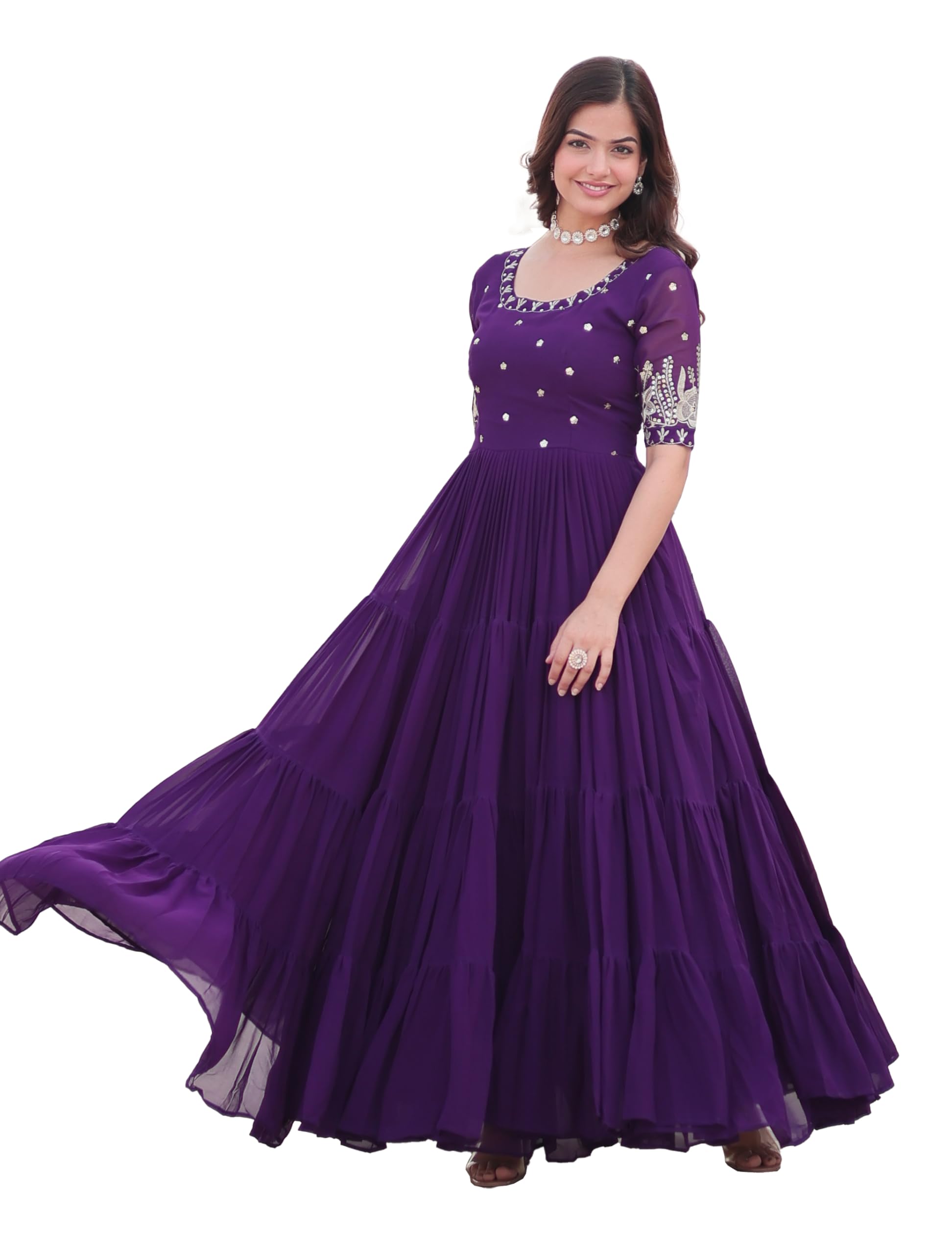 Fashion Basket Anarkali Gown For Women Purple