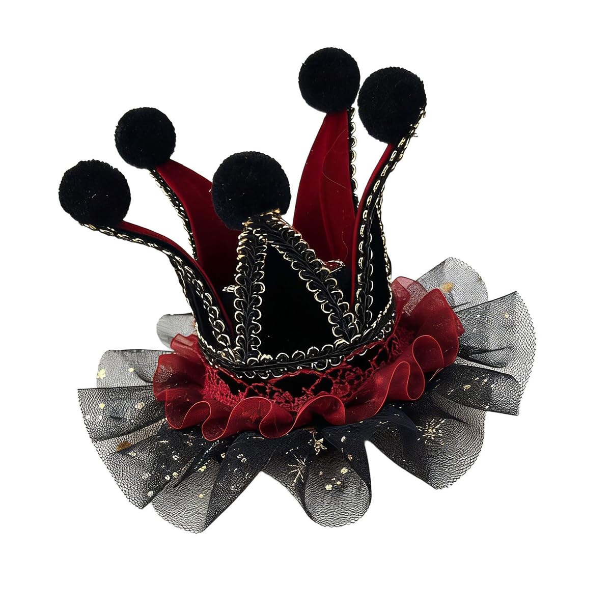 BPURB Women Circus Clown Hat Men Jester Mini Top Hat Lolita Headband Halloween Cosplay Costume for Carnival Christmas Party