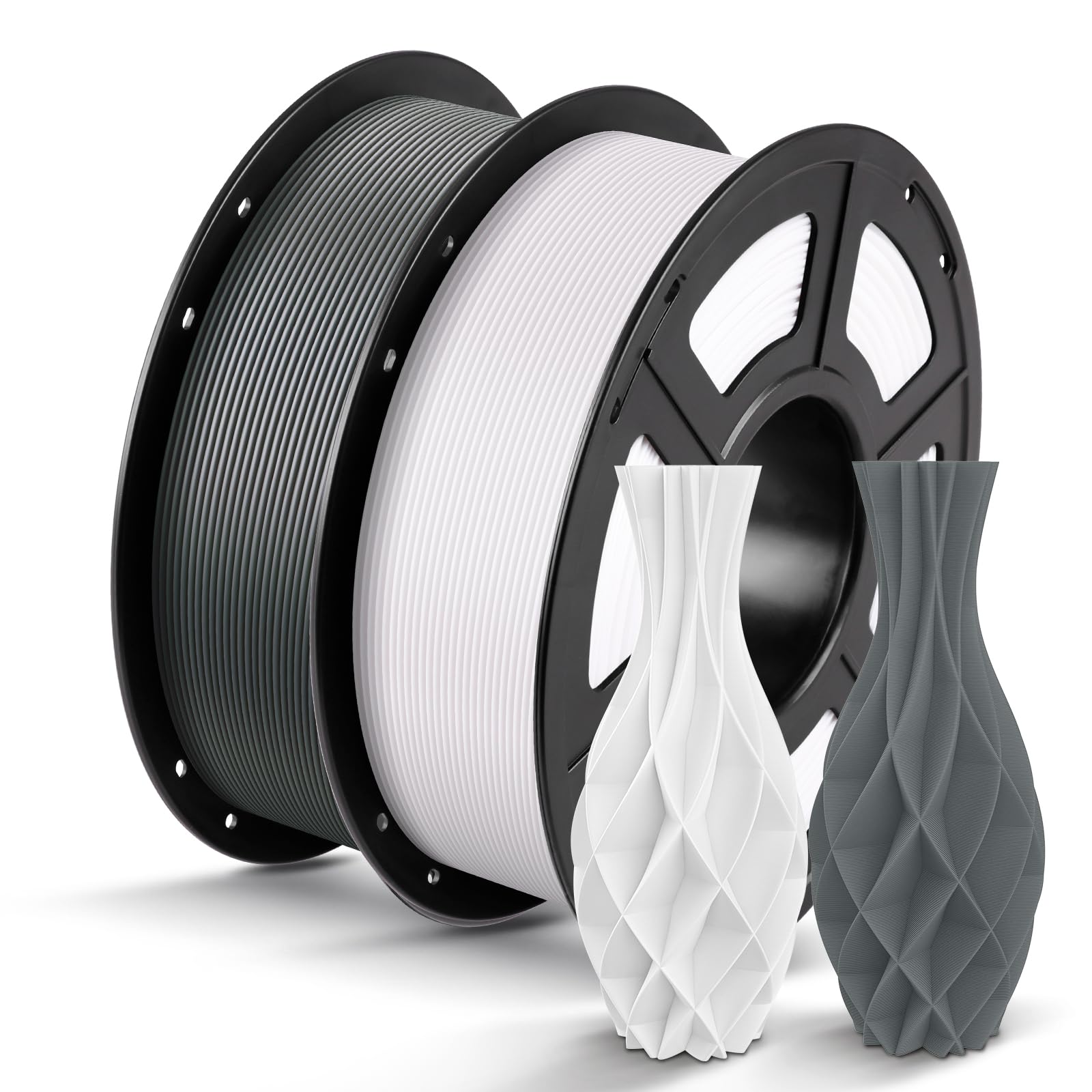 ANYCUBIC PLA Filamento per Stampante 3D, RFID Filamento PLA per Stampante 3D 1,75 mm Precisione Dimensionale +/- 0,02 mm(Blanco Brillante,Grigio Strutturato,2KG