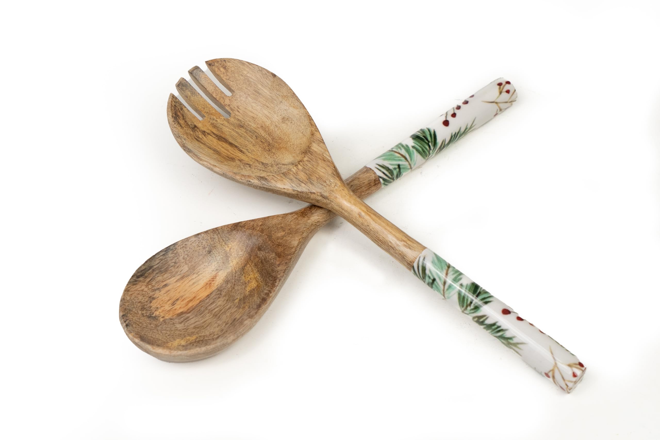 Couverts à servir en bois laqué salade feuilles ustensiles cuisine écologiques