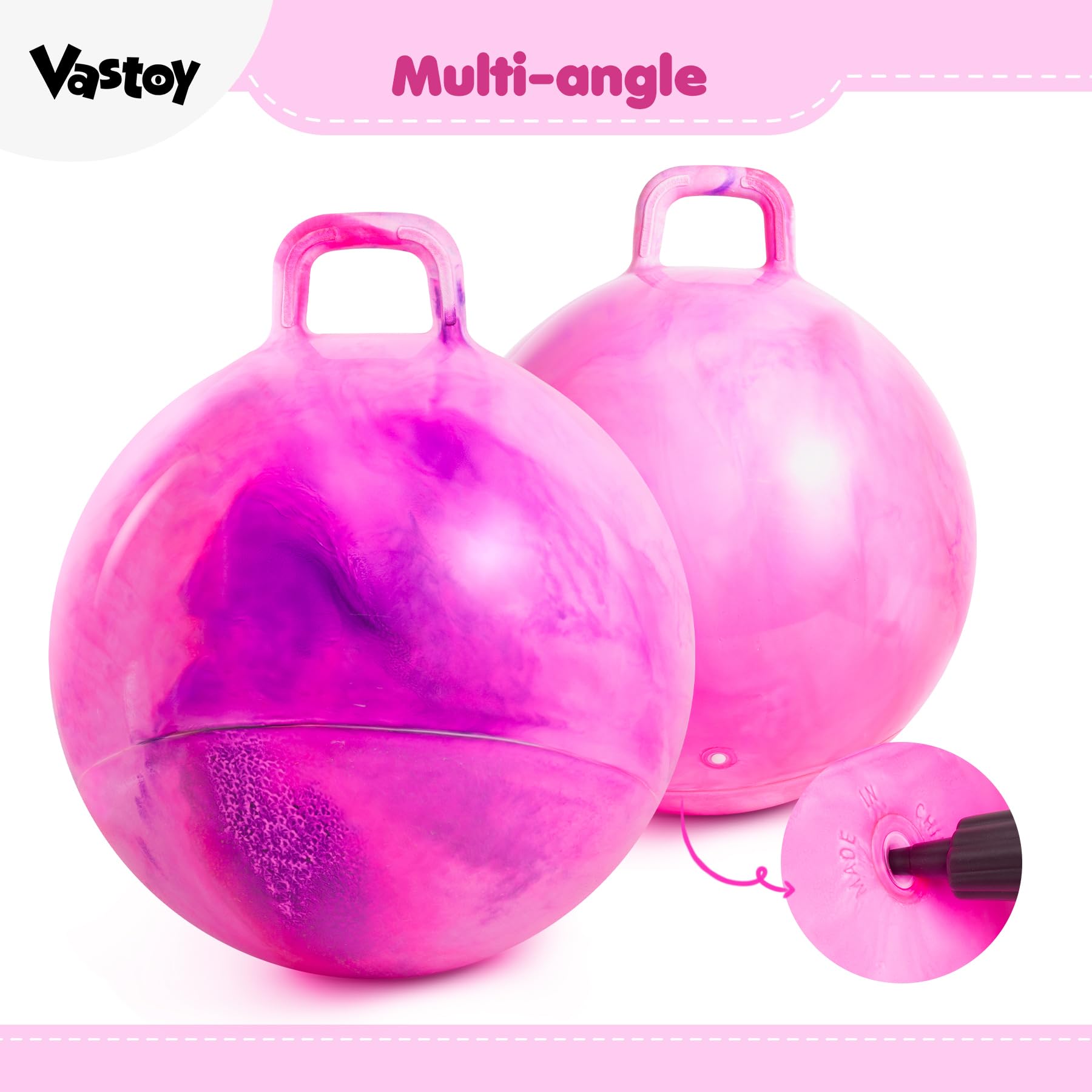 Vastoy 20 Inch Space Hopper Ball for Kids 6-9 Years, Anti-Slip Space Hopper with Hand Pump - Image 4