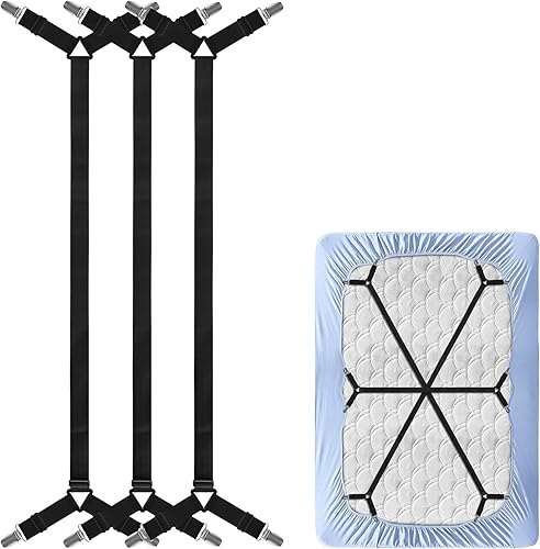 Cosmos 3 piezas de sujetadores de sábanas con clips, bandas elásticas ajustables, clips para sábanas, fundas de sofá, colchones redondos y cuadrados