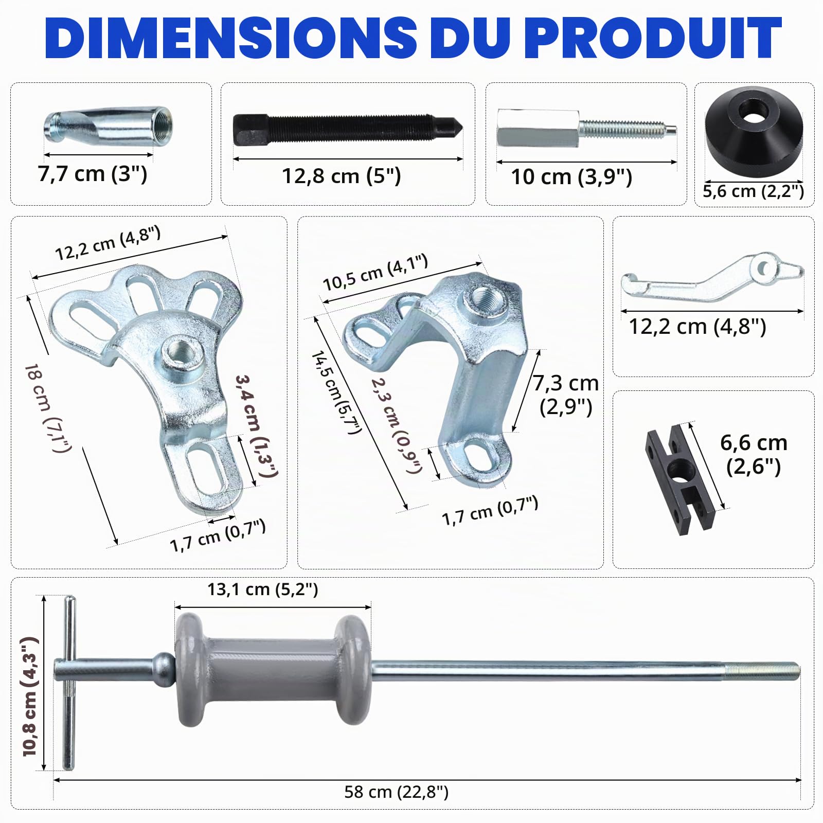 BOOMSTART 17 pièces d'extraction de Roue pour extracteur de moyeu avec Marteau Coulissant