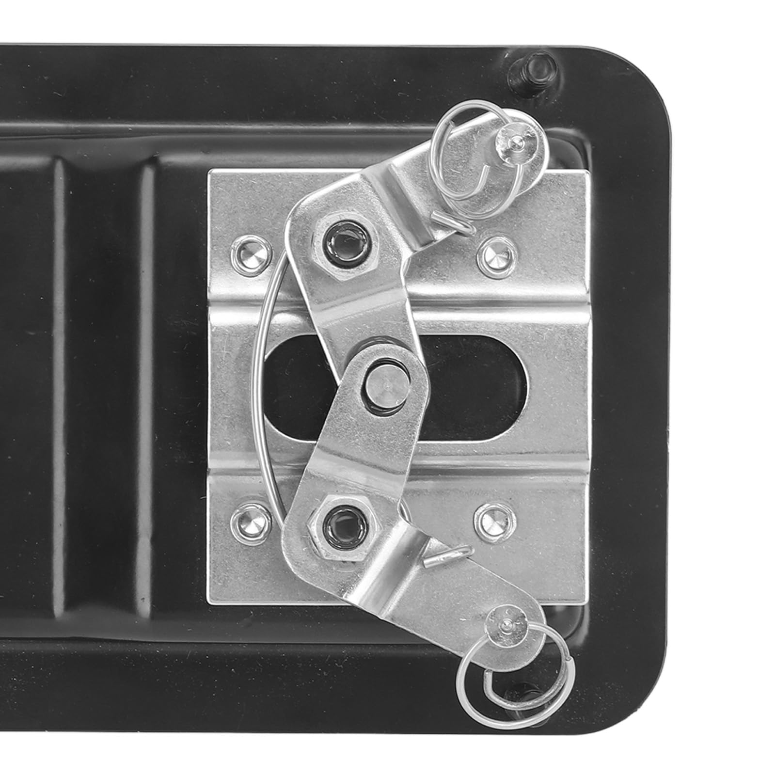 Zatrzask do skrzynki narzędziowej RV 140 x 108 mm Blokada drzwi łopatkowych Kompatybilny z przyczepą kempingową Wbudowany schowek Srebrny (Czarny)