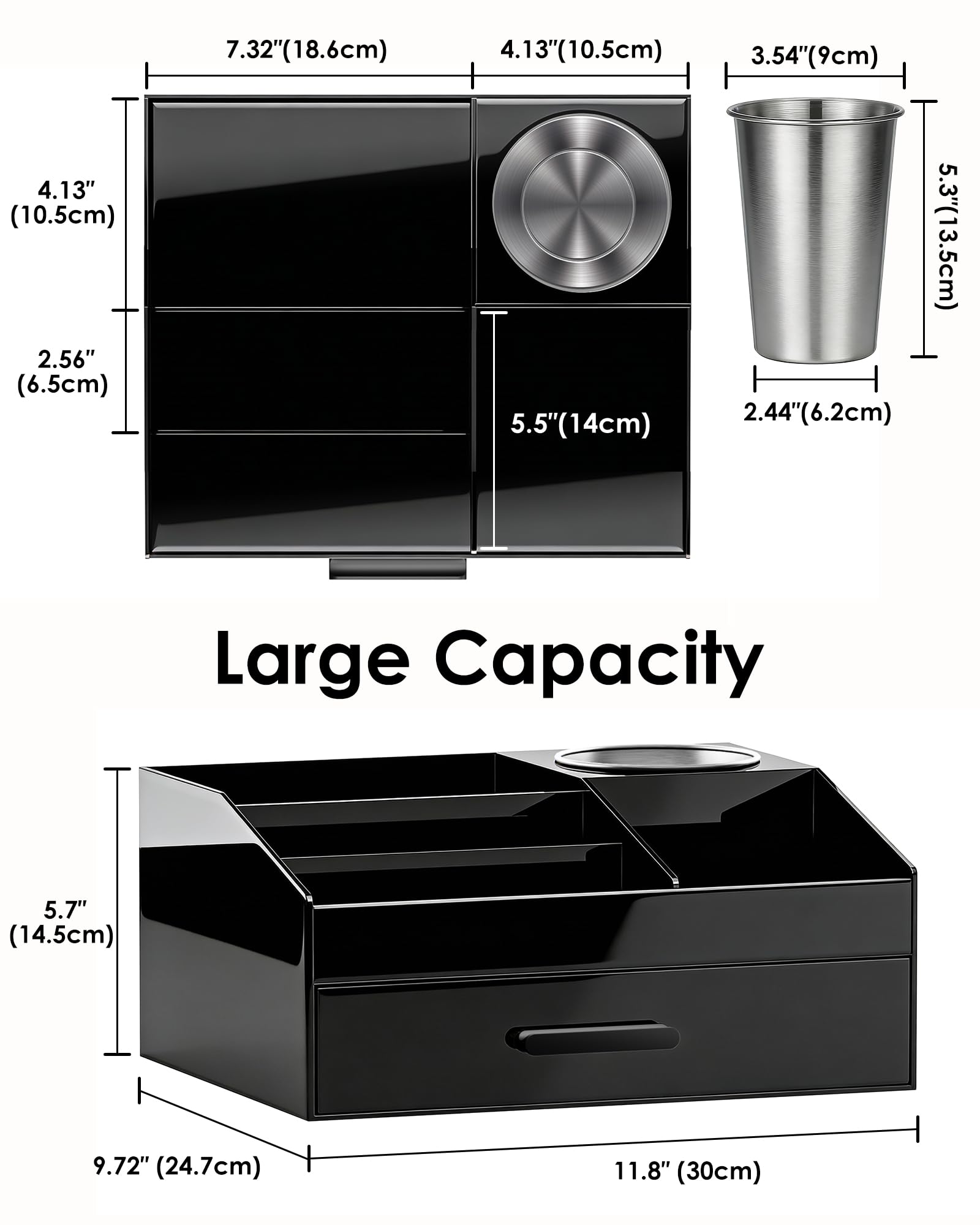ProCase Black Acrylic Cologne Organizer with Drawer