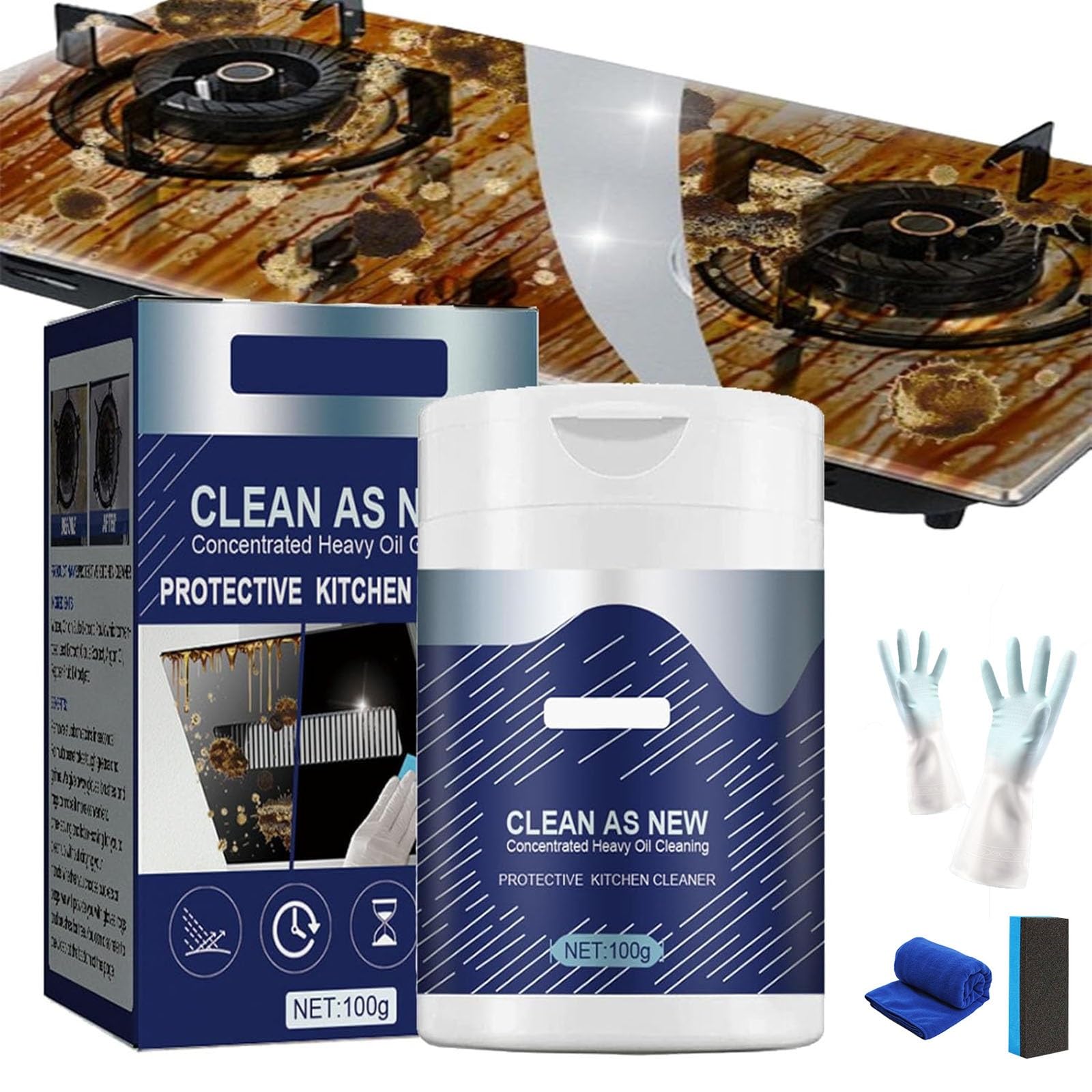 Yfjyxen Mof Chef Cleaning Powder, Mof Chef Powder Cleaner, Mof Chef Clean Power, Mof Chef Powder, Multipurpose Cleaner Power, Protective Kitchen Cleaner Powder For Hood, Pots, Grill, Sink(1PCS)