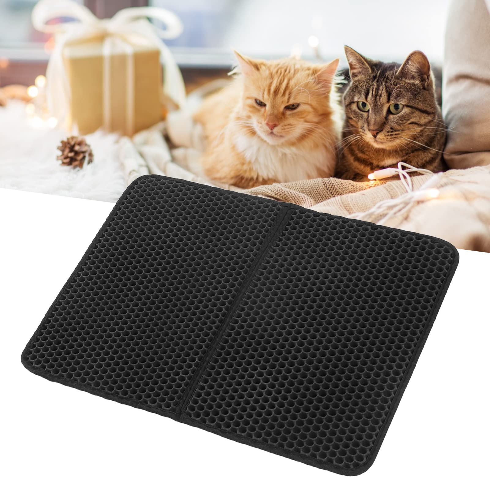 Tappetino Per Lettiera Gatto - 46x60 Cm, Doppio Strato Impermeabile - Design A Nido D'Ape - Antiscivolo - Facile Da Pulire - Per Lettiere E Aree Cibo - Foto 11