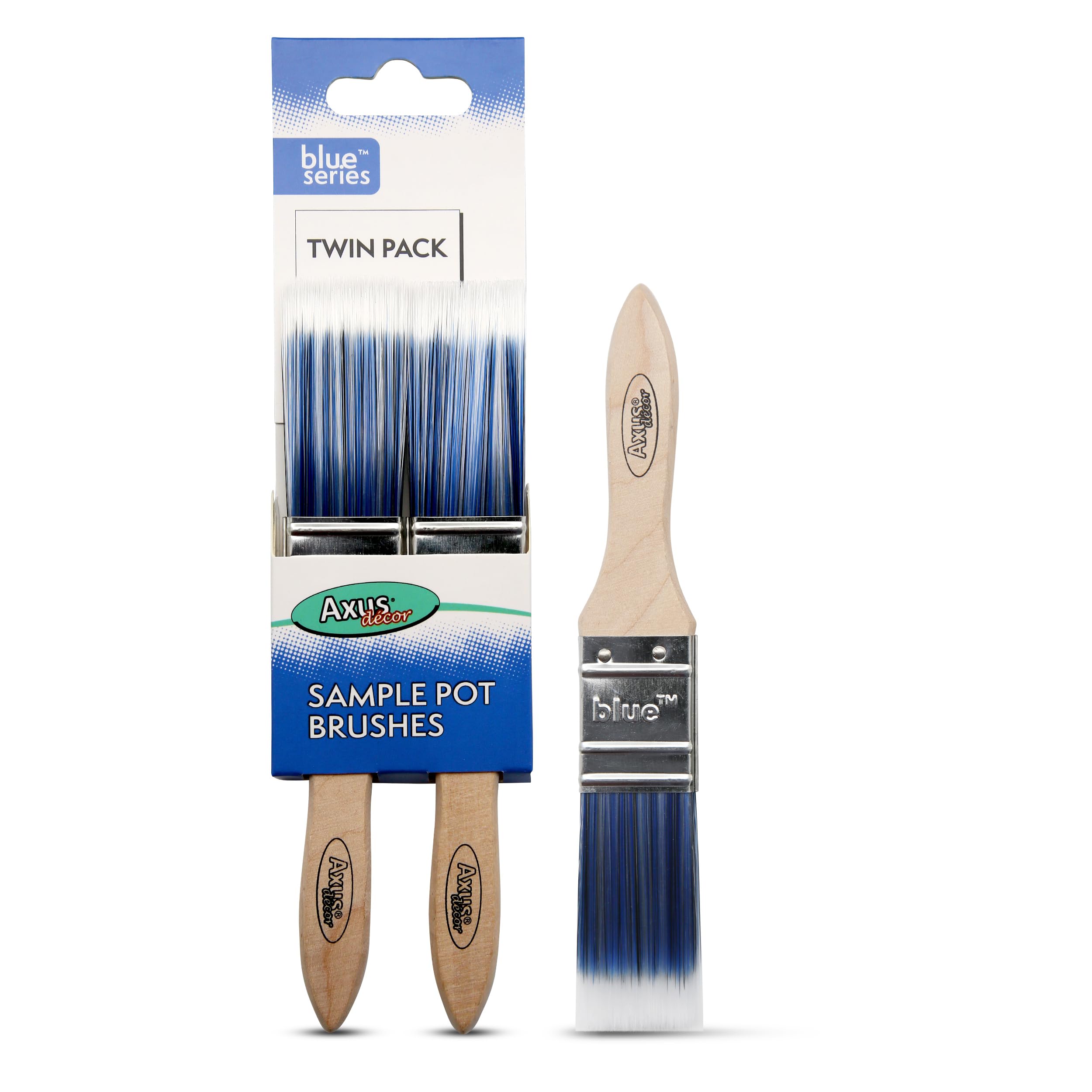 Axus Decor Blue Sample Pot Paint Brush 1.0" (25Mm) 2 Pack 5060434641465