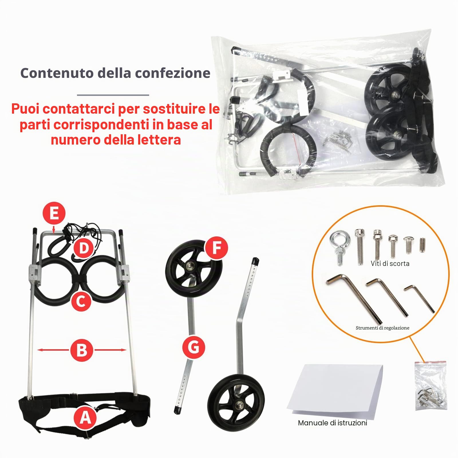 Grande formato 2 ruote leggero in lega di alluminio pet Dog sedia a rotelle, regolabile Walk Assistant carrello kit adatto per 31 ~ 41 cm posteriore gambe portatori di handicap posteriore 9