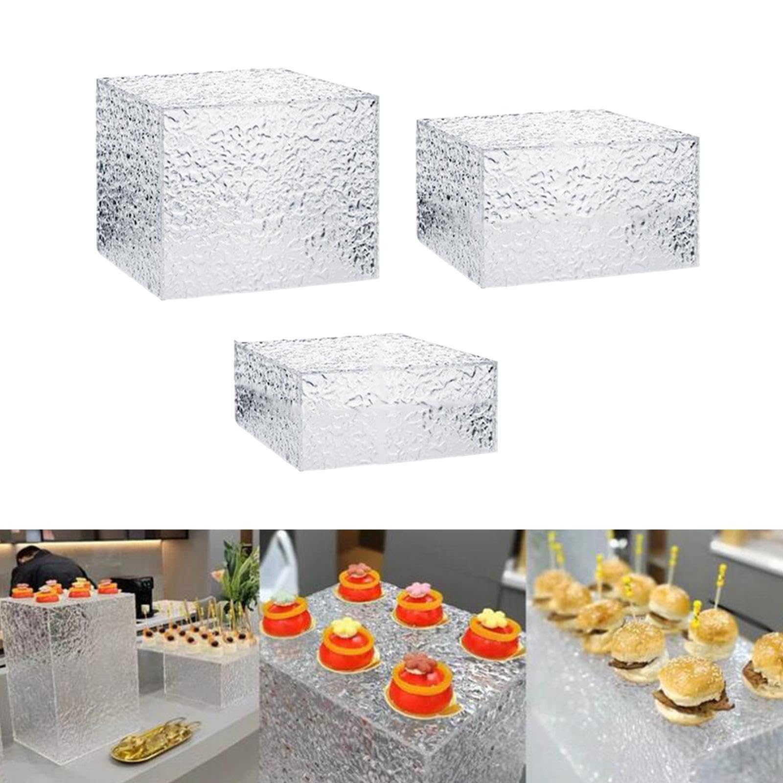 dijiusidy Caja de exhibición de cubo acrílico, elevador buffet para catering, figuras acción, pastel, juego 8 piezas, juego 3 piezas