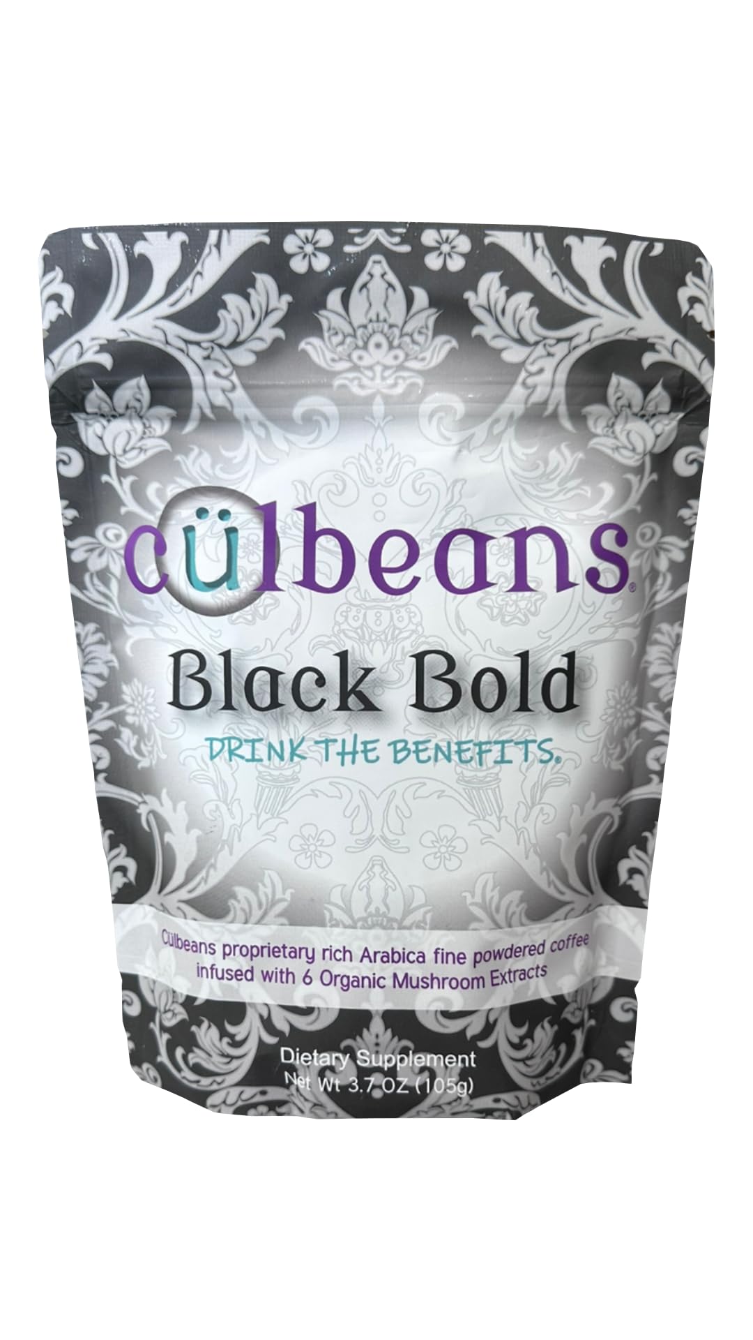 Arabica Coffee Blend with six Organic Mushrooms, Instant Ground Coffee great for on the go! Arabica Blend (Black Bold)