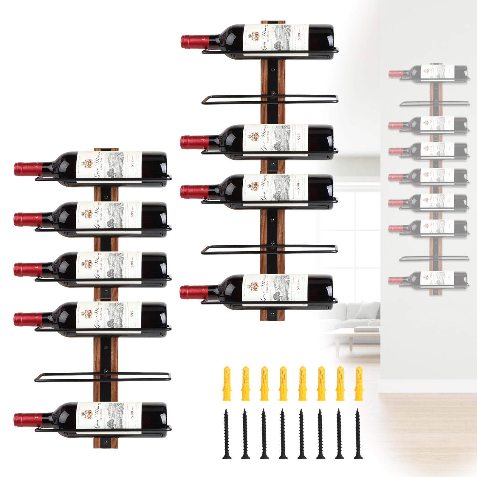 DBREAKS botellero Vino en la Pared, botellero para 12 Botellas, botellero apilable, botellero Vertical, botellero Madera, para vinoteca,Mueble Bar,garrafeira de Vino