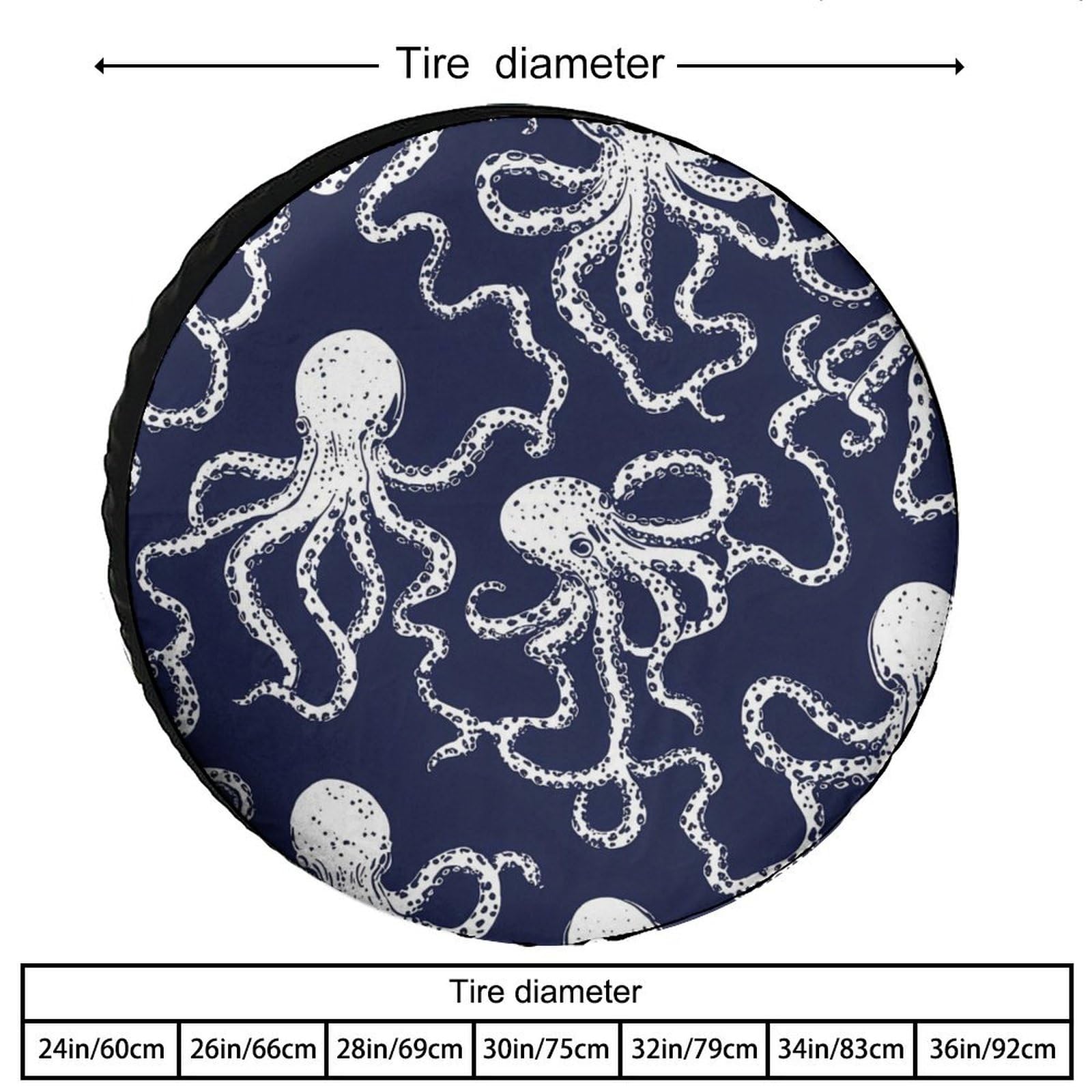 Octopuss Dark Blue Spare Tire Cover Oxford Waterproof Wheel Protectors Universal Car Accessories 36inch