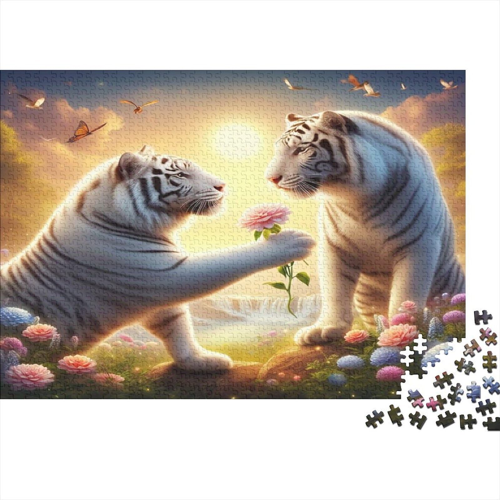 1000 Pieces White Tiger Jigsaw Puzzle Paper Brain Training Puzzle for Adults Home Decor 70x50cm/1000pcs