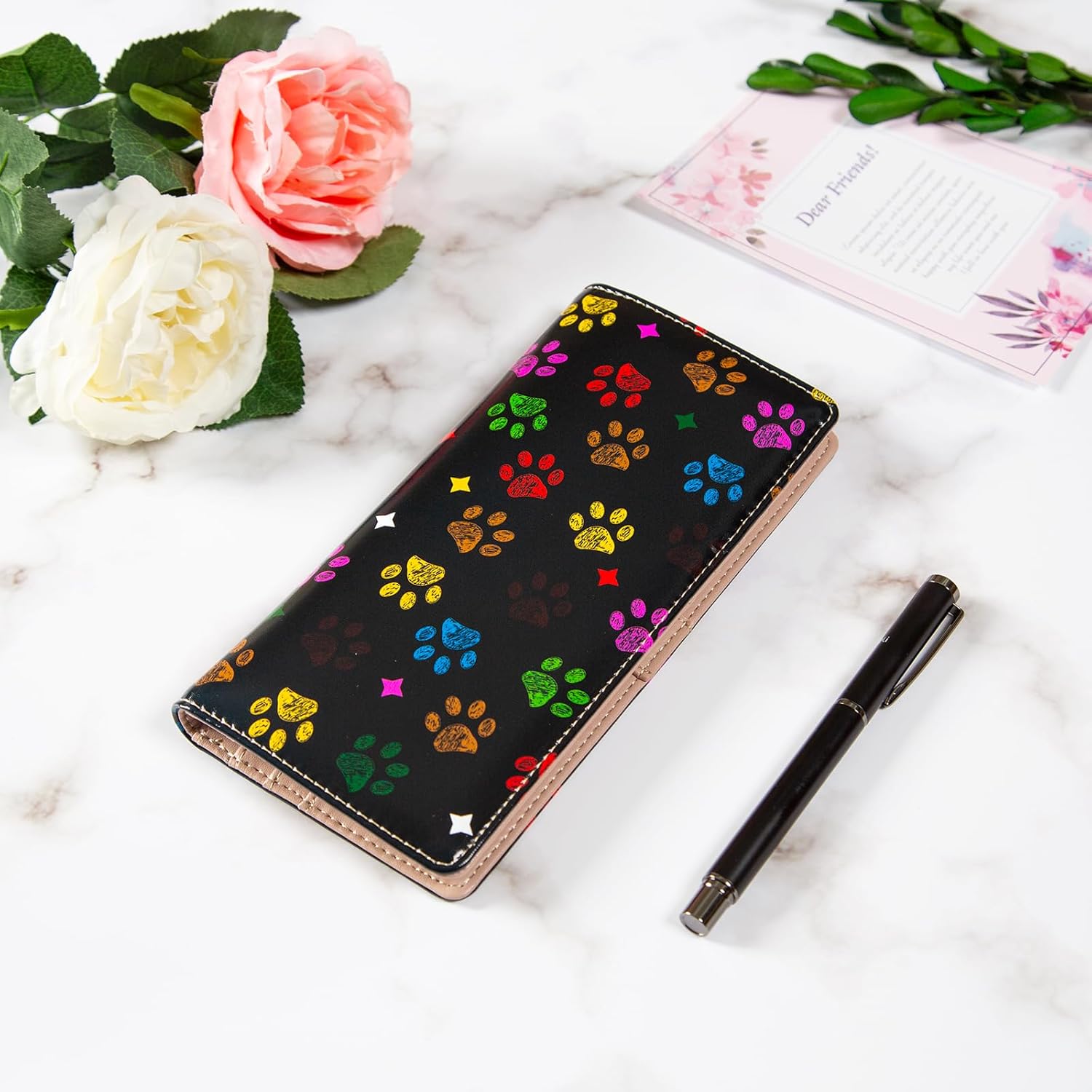 AIRMORS Wallet Women Leather Credit Card Holder with RFID Blocking Large Capacity Slim zipper Wallets for Men Minimalist Coin Purse long clutch wallet (Dog-tracks) - Image 7