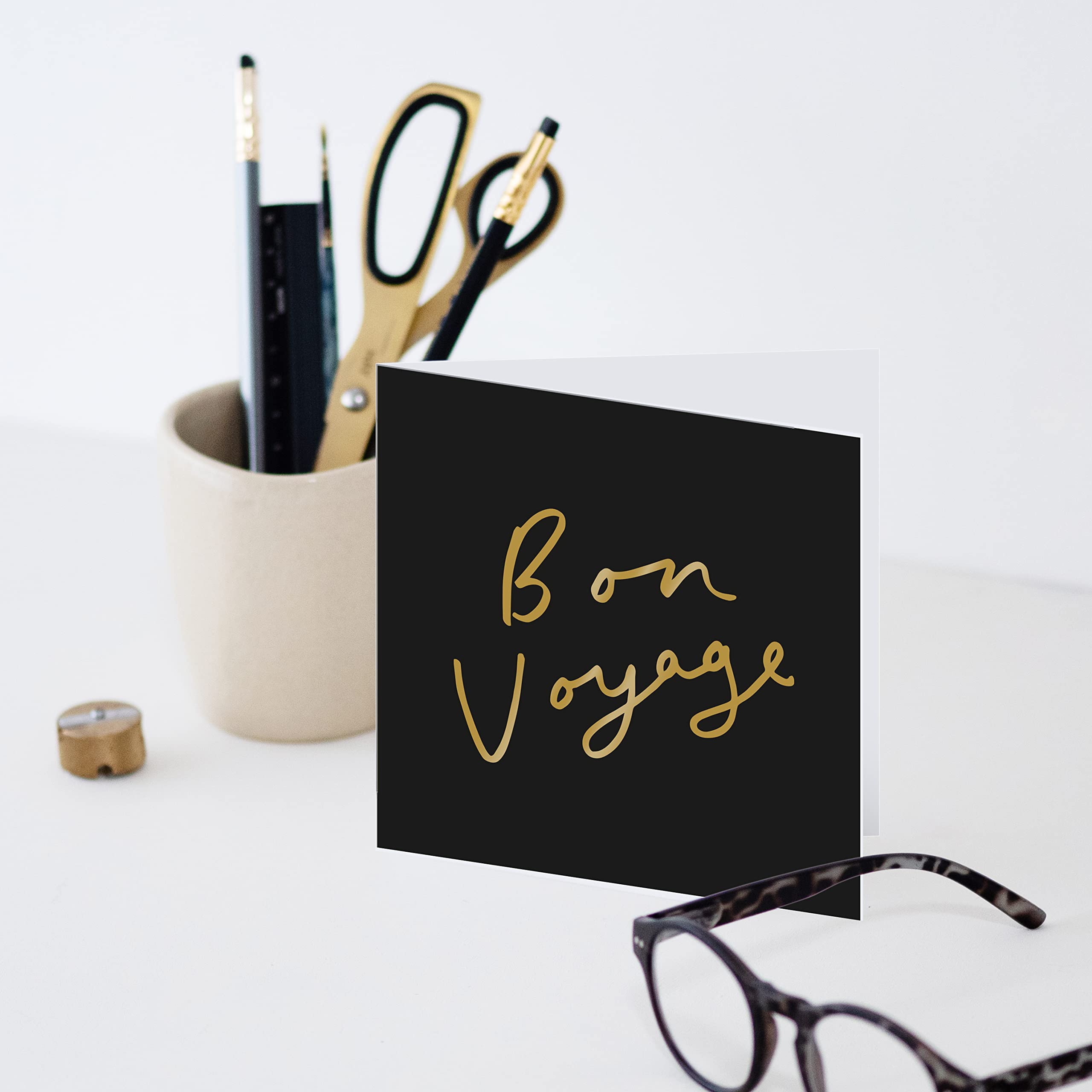 Old English Co. Carte De Départ Bon Voyage – Feuille D'or | Collègue, Nouvel Emploi, Voyage, Aventure | Intérieur Vierge Et Enveloppe Incluses