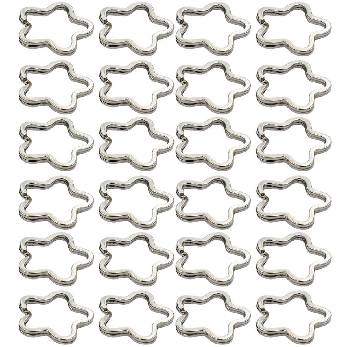 SOLUSTRE Anelli Portachiavi Accessori Multiuso a Forma di Fiore 80 in Metallo Argento per Creazione Portachiavi per Collari Cane e Chiavi