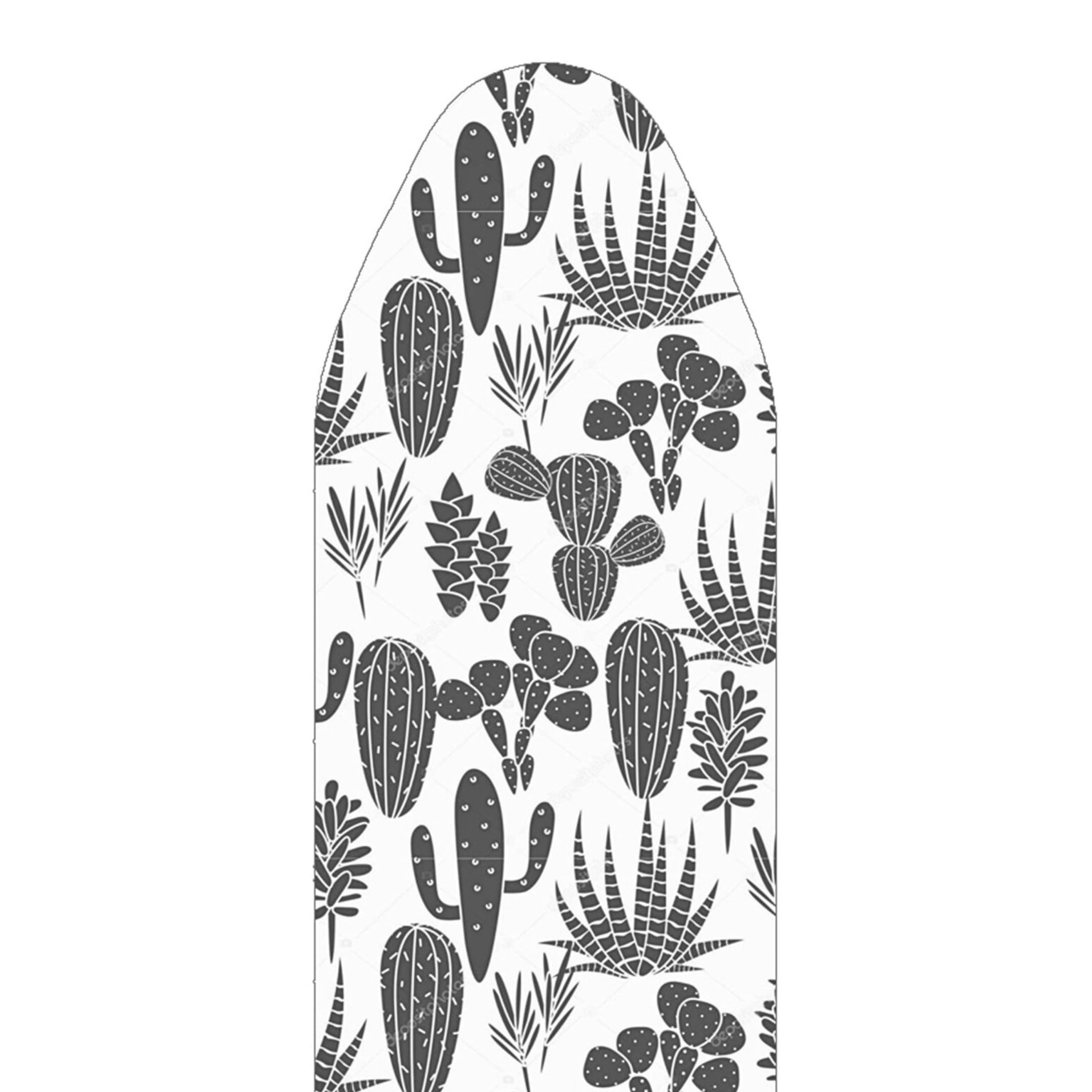 SOFTILLO Cotton Ironing Board Cover with Padding, Designer Covering with 3mm Foam, Thermal Layer Protection, Adjustable Drawstring - Cactus